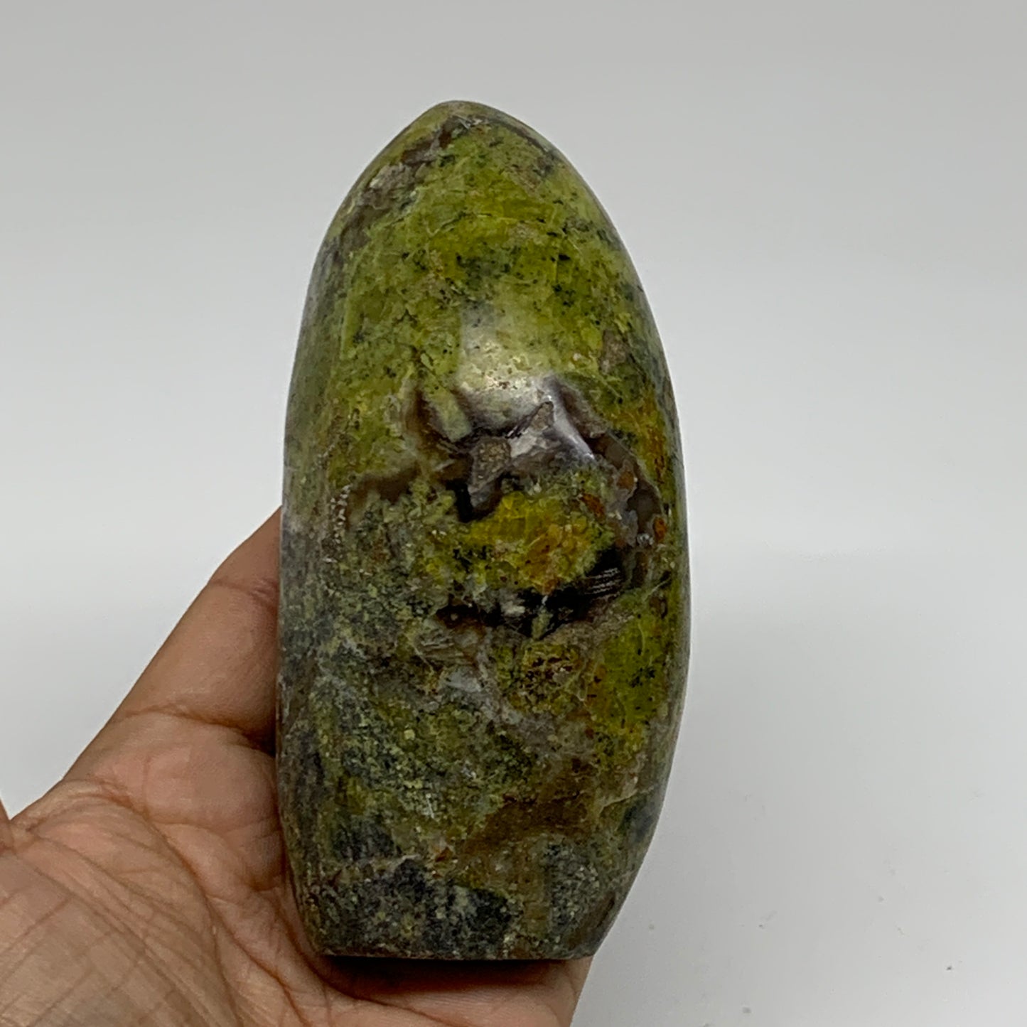 0.83 lbs, 4.7"x2.2"x.1.8", Green Opal Crystal Freeform Polished Gemstone, B34175