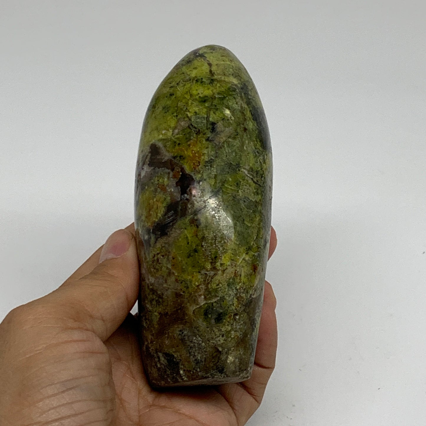 0.83 lbs, 4.7"x2.2"x.1.8", Green Opal Crystal Freeform Polished Gemstone, B34175