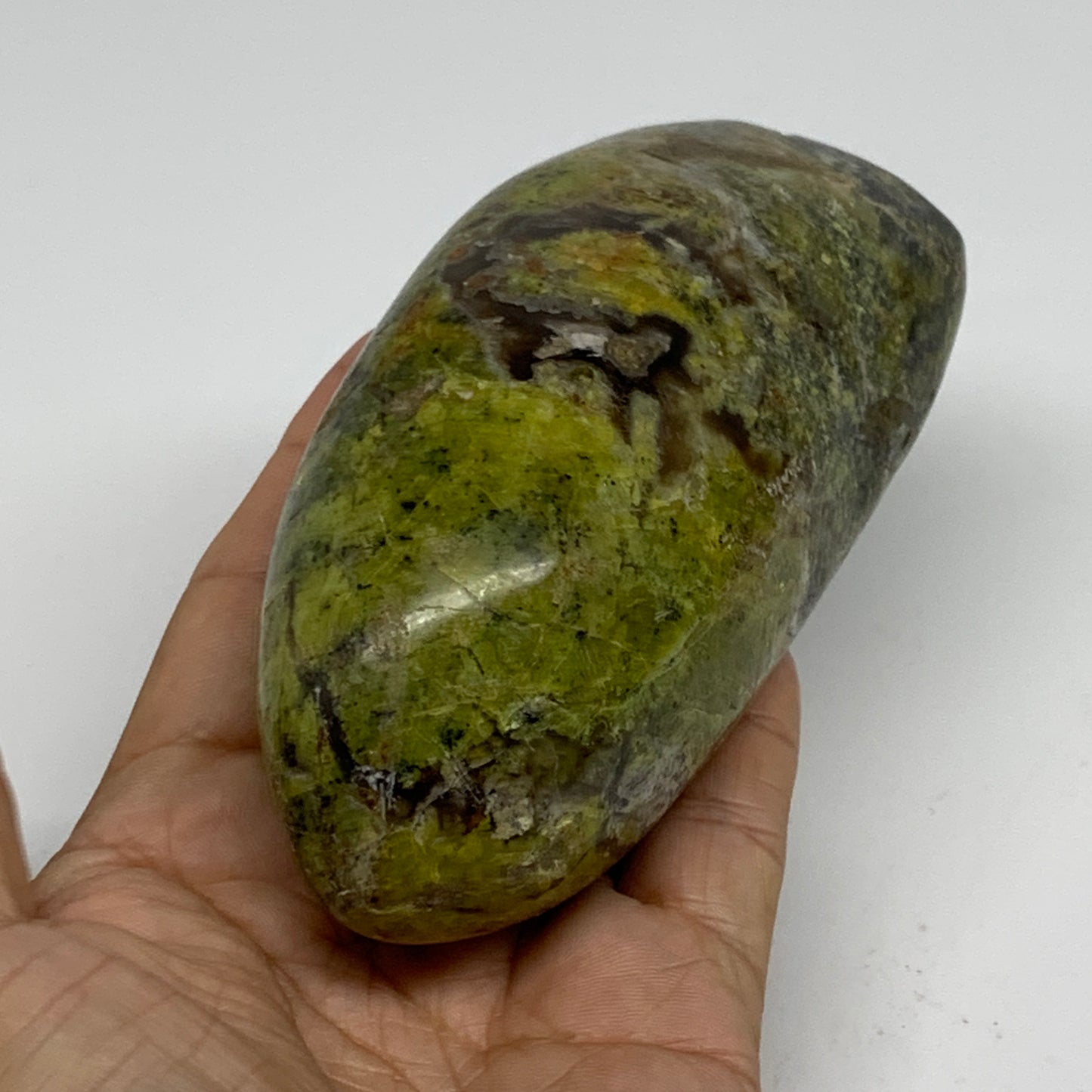 0.83 lbs, 4.7"x2.2"x.1.8", Green Opal Crystal Freeform Polished Gemstone, B34175