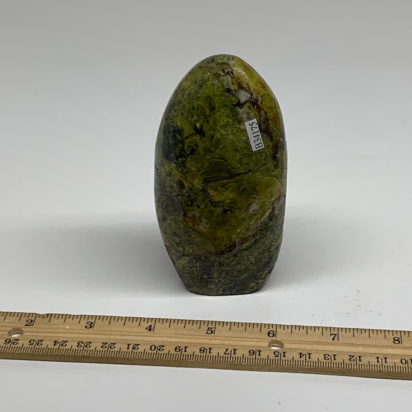 0.83 lbs, 4.7"x2.2"x.1.8", Green Opal Crystal Freeform Polished Gemstone, B34175