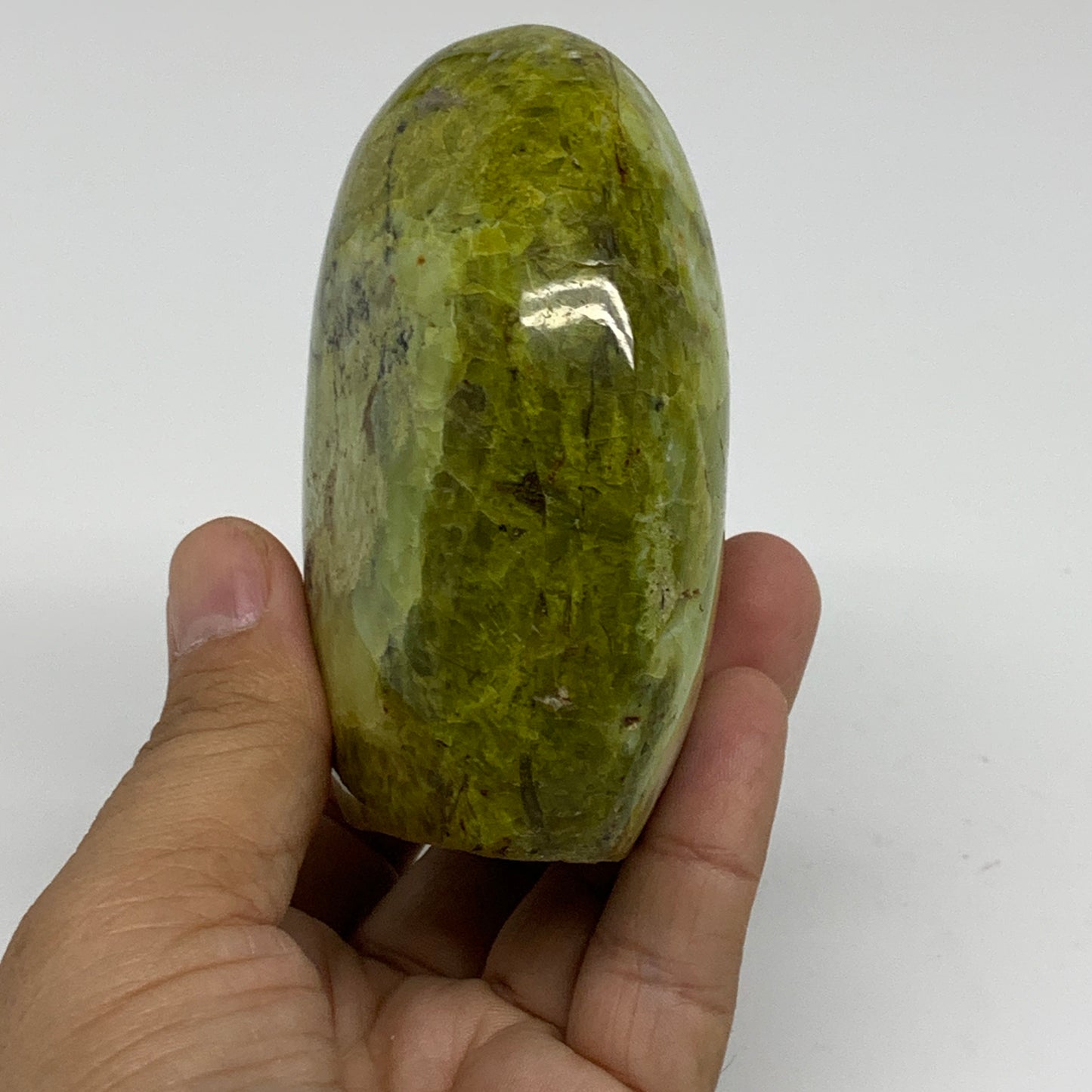 0.78 lbs, 3.5"x3"x.1.6", Green Opal Crystal Freeform Polished Gemstone, B34177