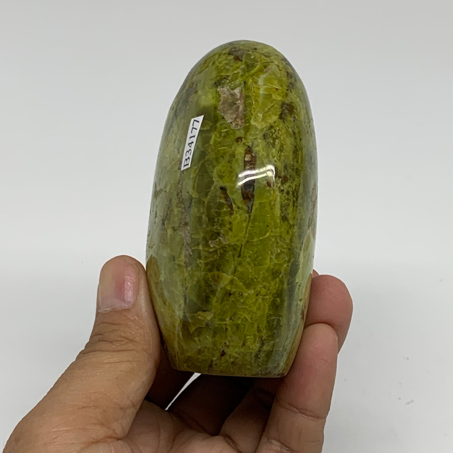 0.78 lbs, 3.5"x3"x.1.6", Green Opal Crystal Freeform Polished Gemstone, B34177