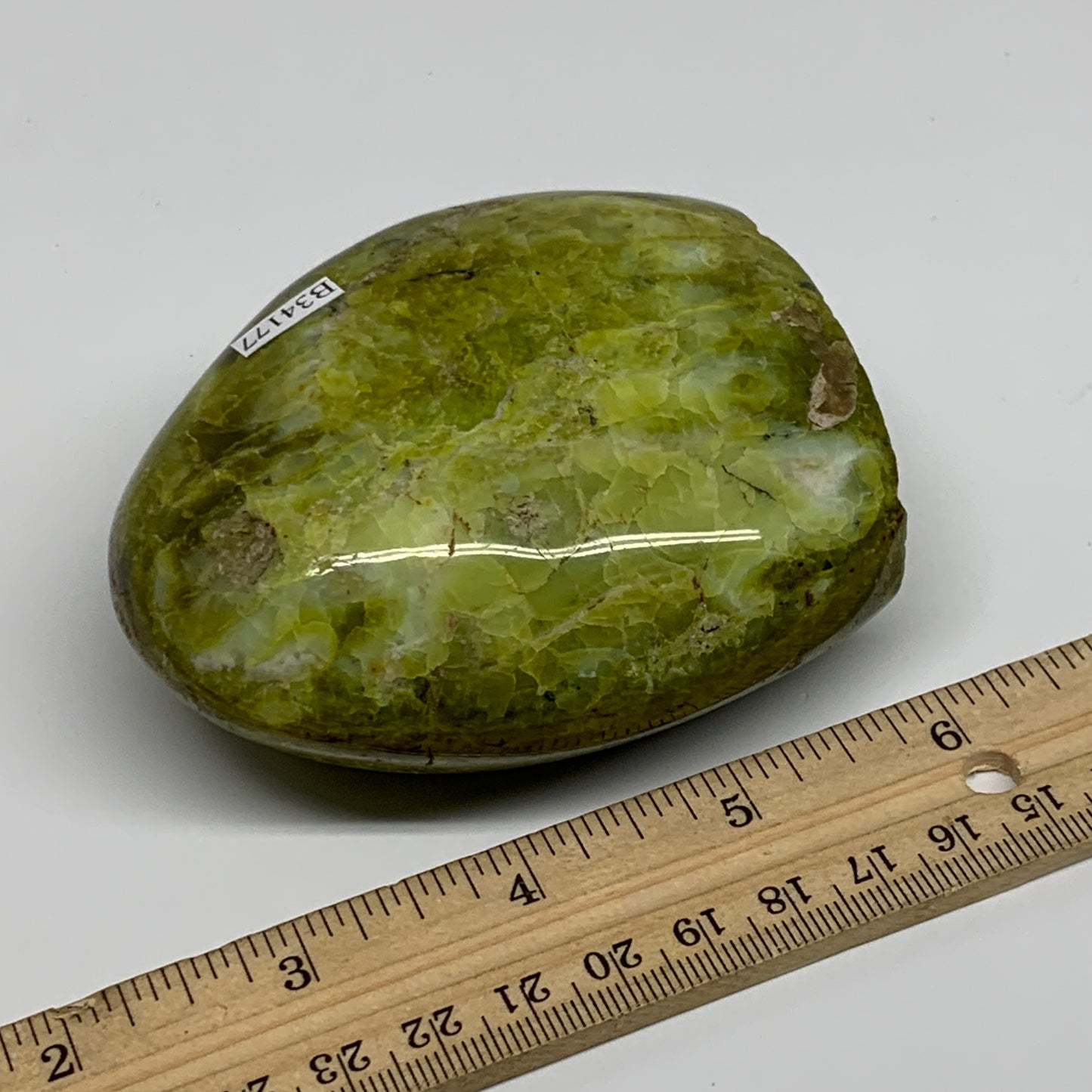 0.78 lbs, 3.5"x3"x.1.6", Green Opal Crystal Freeform Polished Gemstone, B34177