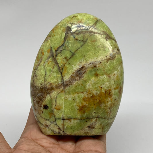 0.9 lbs, 4.1"x3.2"x.1.6", Green Opal Crystal Freeform Polished Gemstone, B34180