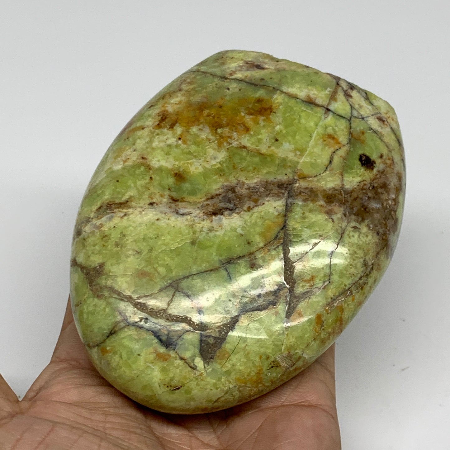 0.9 lbs, 4.1"x3.2"x.1.6", Green Opal Crystal Freeform Polished Gemstone, B34180
