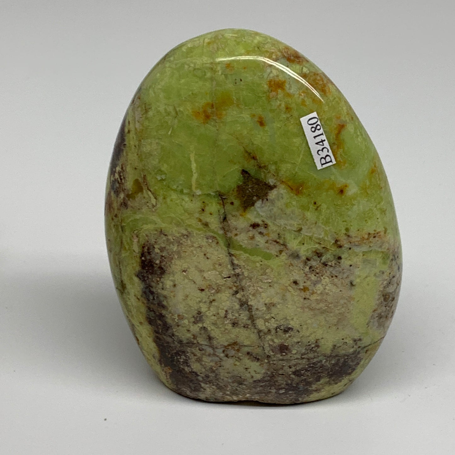 0.9 lbs, 4.1"x3.2"x.1.6", Green Opal Crystal Freeform Polished Gemstone, B34180