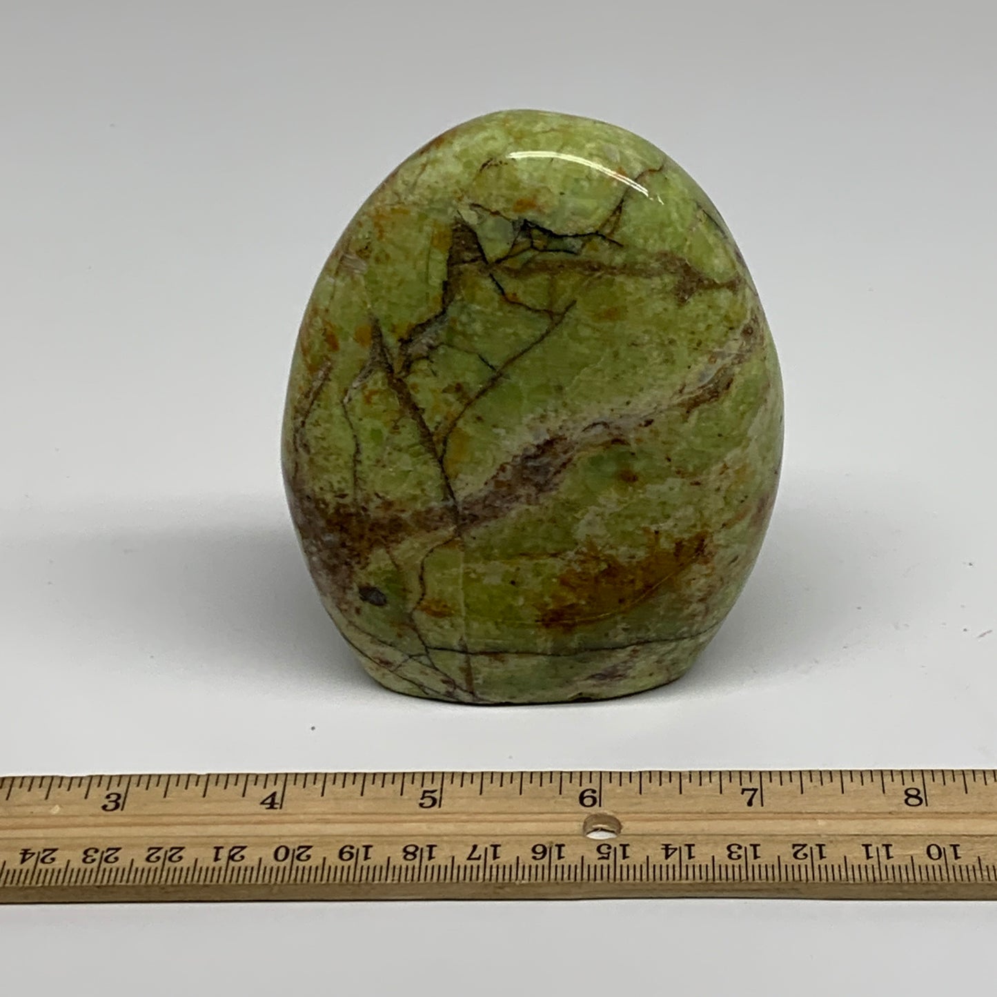 0.9 lbs, 4.1"x3.2"x.1.6", Green Opal Crystal Freeform Polished Gemstone, B34180