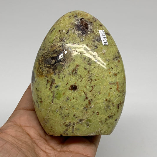 0.84 lbs, 3.9"x3"x.1.8", Green Opal Crystal Freeform Polished Gemstone, B34183