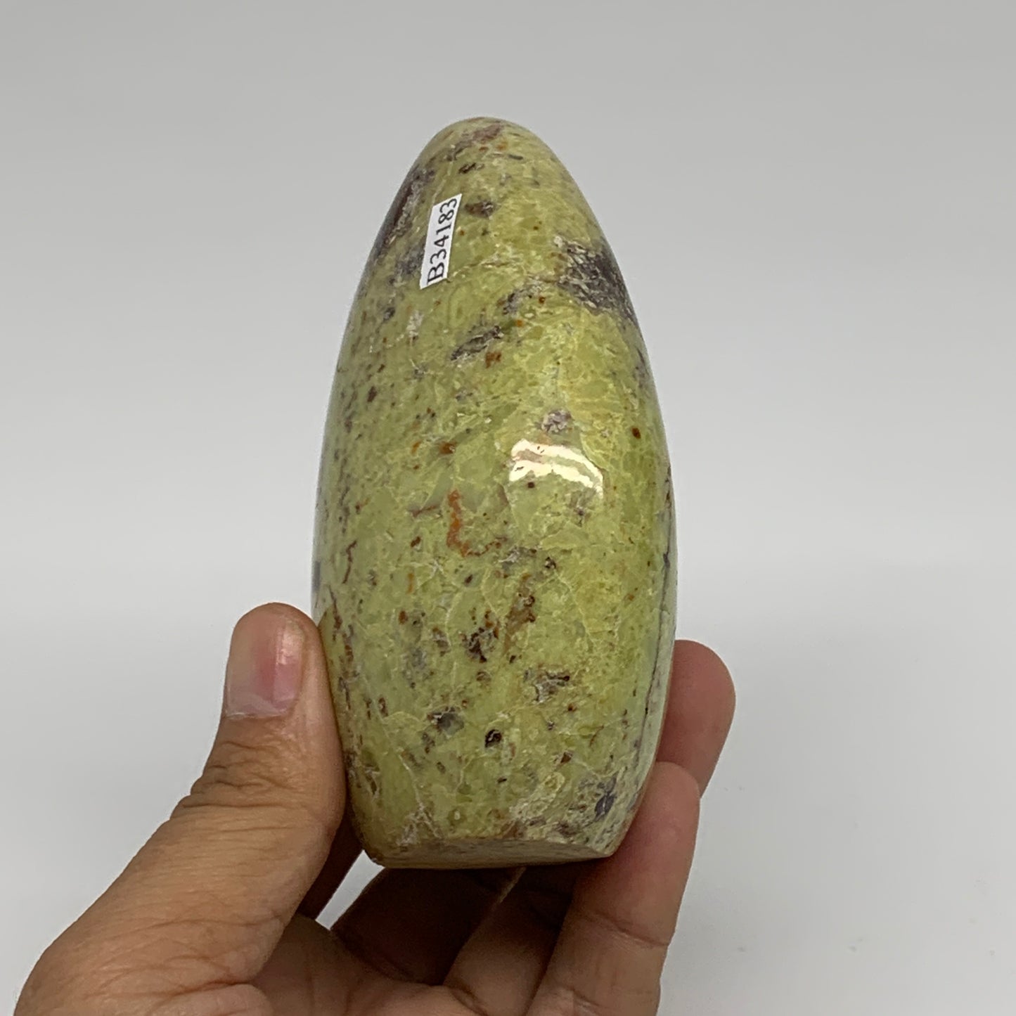 0.84 lbs, 3.9"x3"x.1.8", Green Opal Crystal Freeform Polished Gemstone, B34183