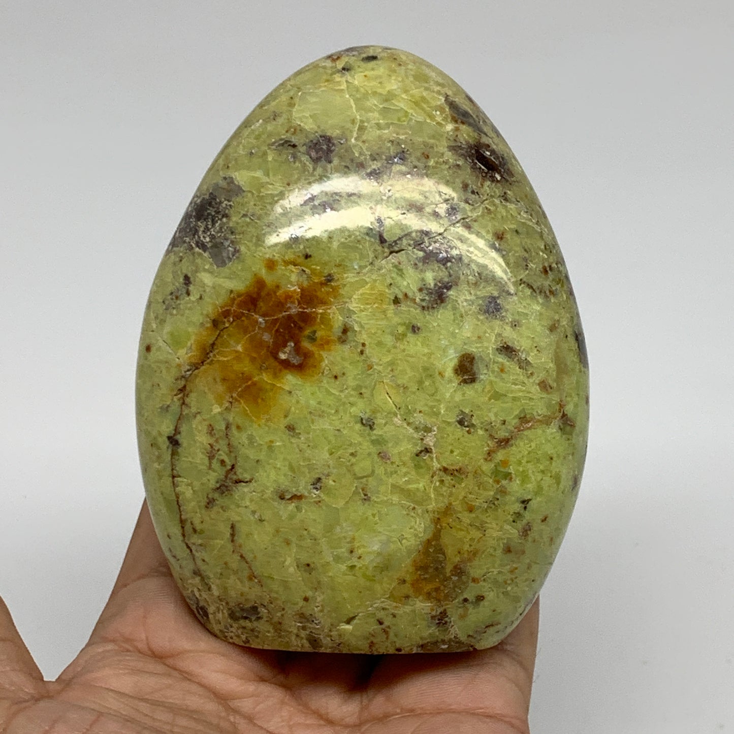 0.84 lbs, 3.9"x3"x.1.8", Green Opal Crystal Freeform Polished Gemstone, B34183