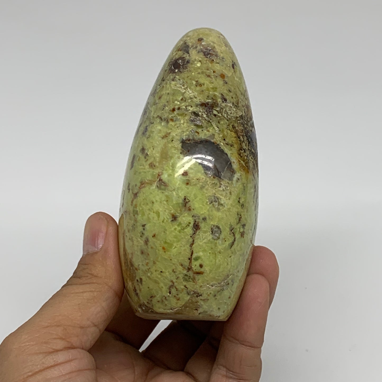 0.84 lbs, 3.9"x3"x.1.8", Green Opal Crystal Freeform Polished Gemstone, B34183