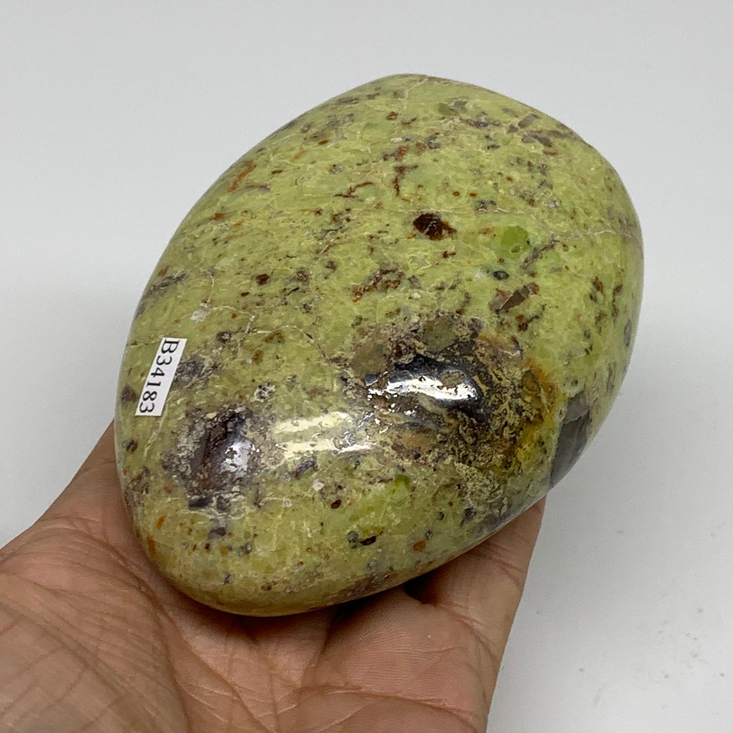 0.84 lbs, 3.9"x3"x.1.8", Green Opal Crystal Freeform Polished Gemstone, B34183