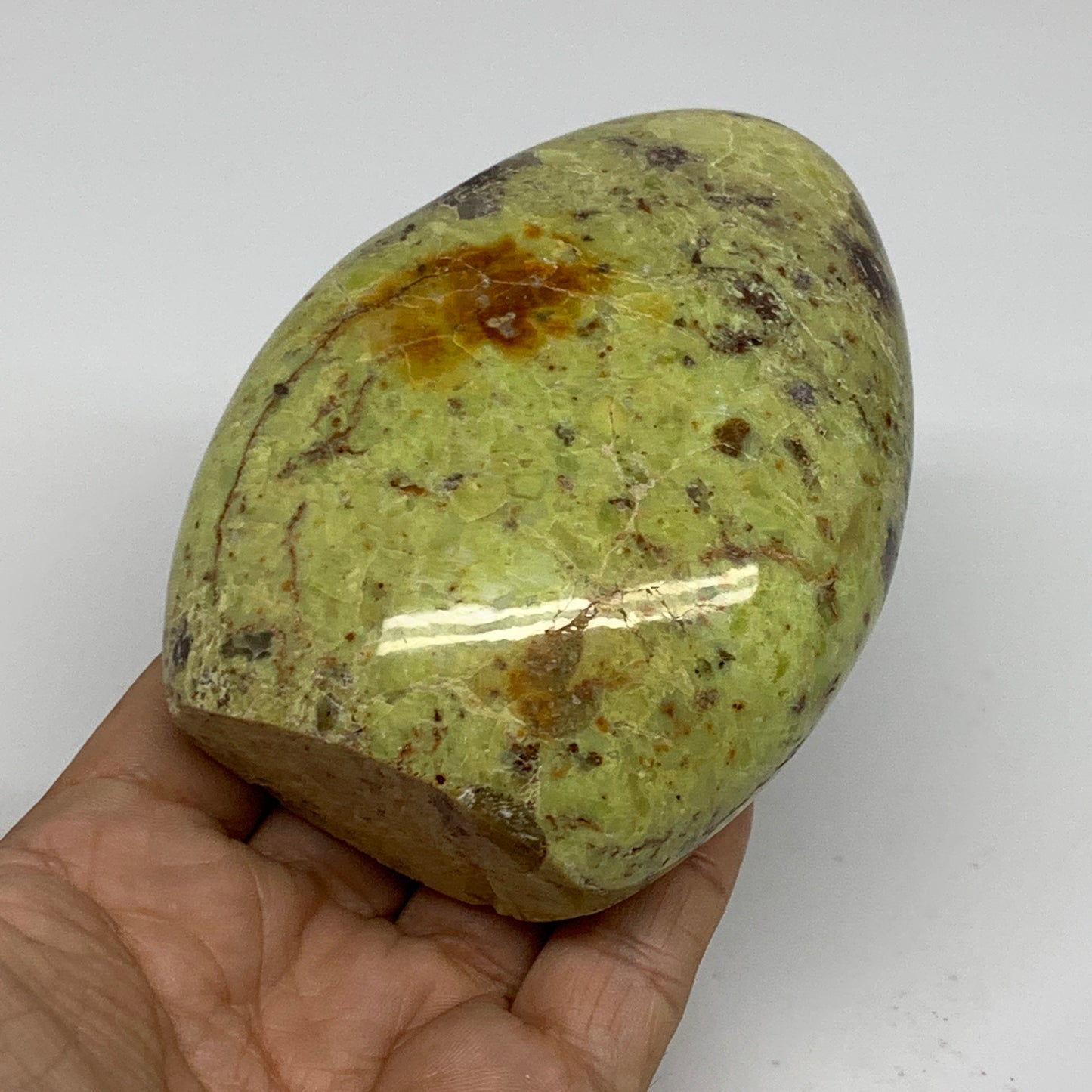 0.84 lbs, 3.9"x3"x.1.8", Green Opal Crystal Freeform Polished Gemstone, B34183