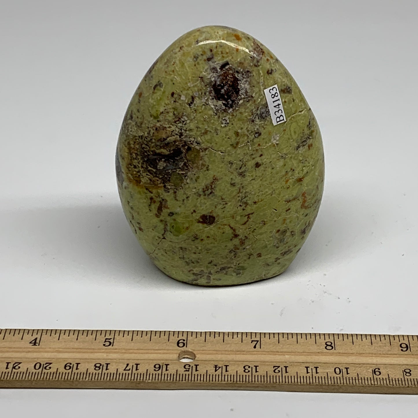 0.84 lbs, 3.9"x3"x.1.8", Green Opal Crystal Freeform Polished Gemstone, B34183