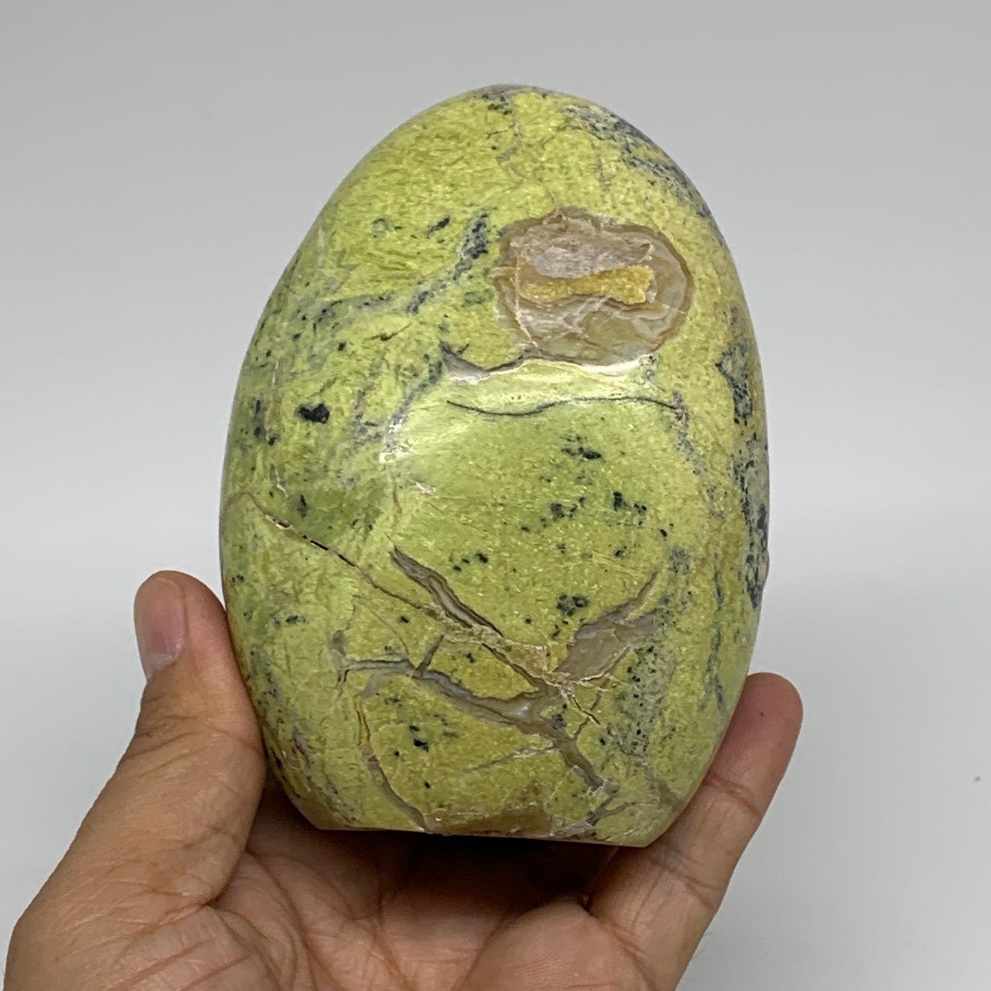 1.15 lbs, 4.2"x3"x.2.2", Green Opal Crystal Freeform Polished Gemstone, B34184