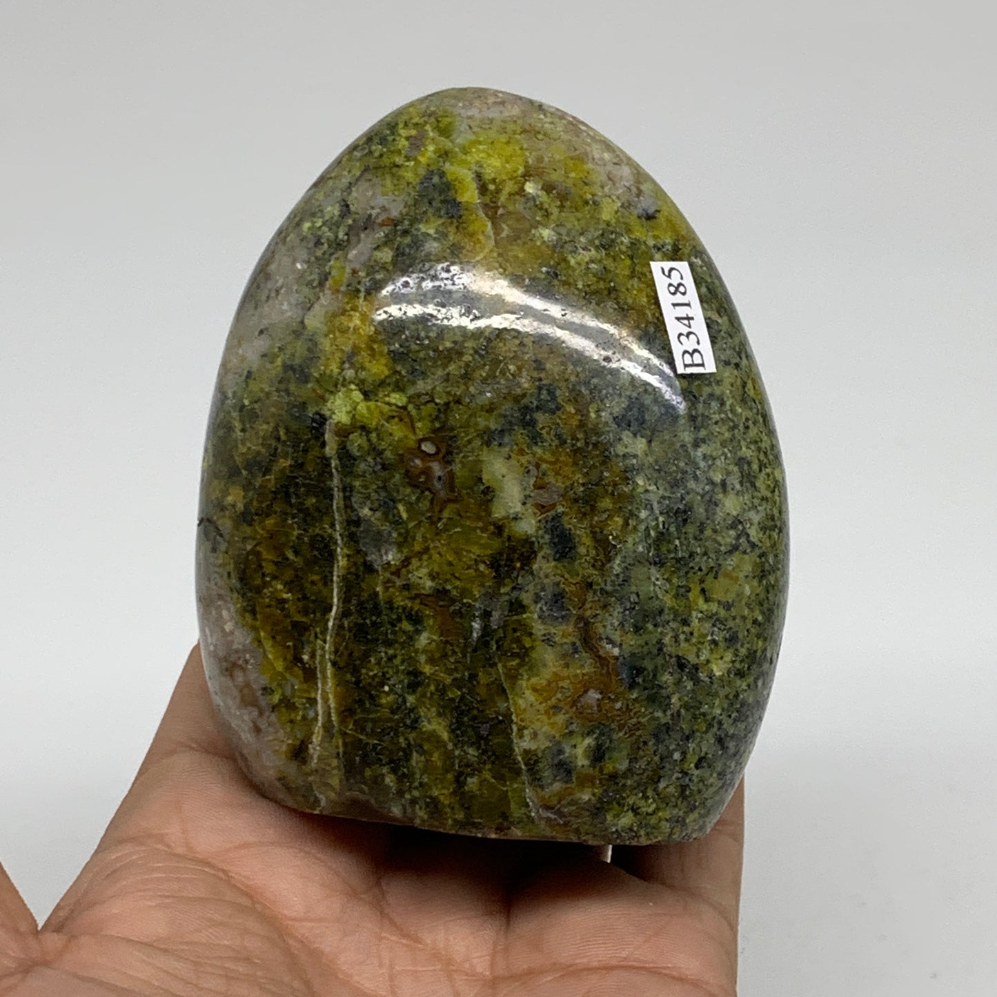 0.83 lbs, 3.4"x2.7"x1.9", Green Opal Crystal Freeform Polished Gemstone, B34185