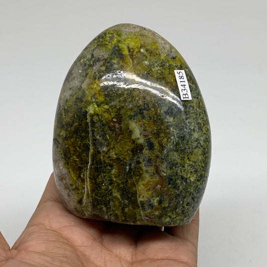 0.83 lbs, 3.4"x2.7"x1.9", Green Opal Crystal Freeform Polished Gemstone, B34185