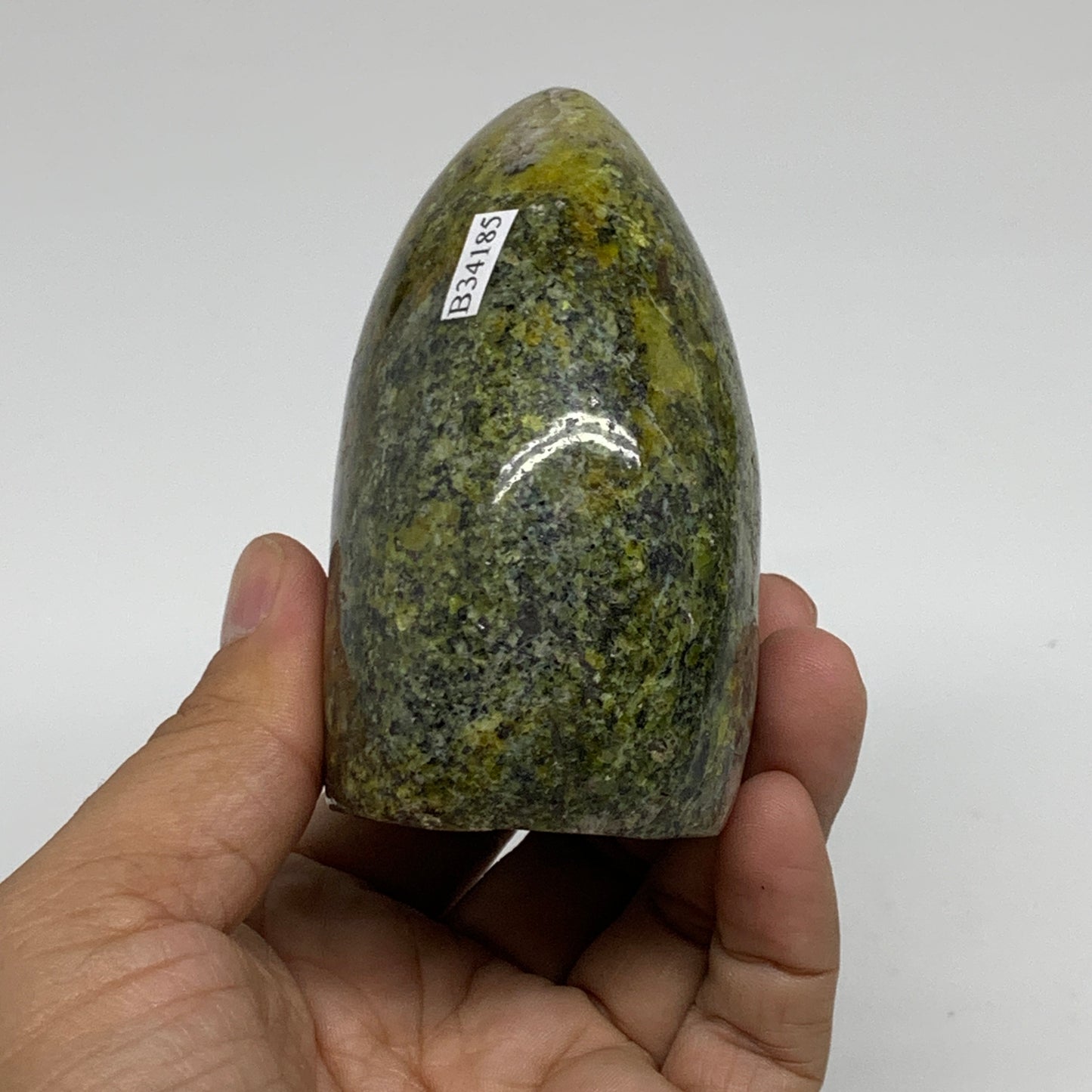0.83 lbs, 3.4"x2.7"x1.9", Green Opal Crystal Freeform Polished Gemstone, B34185