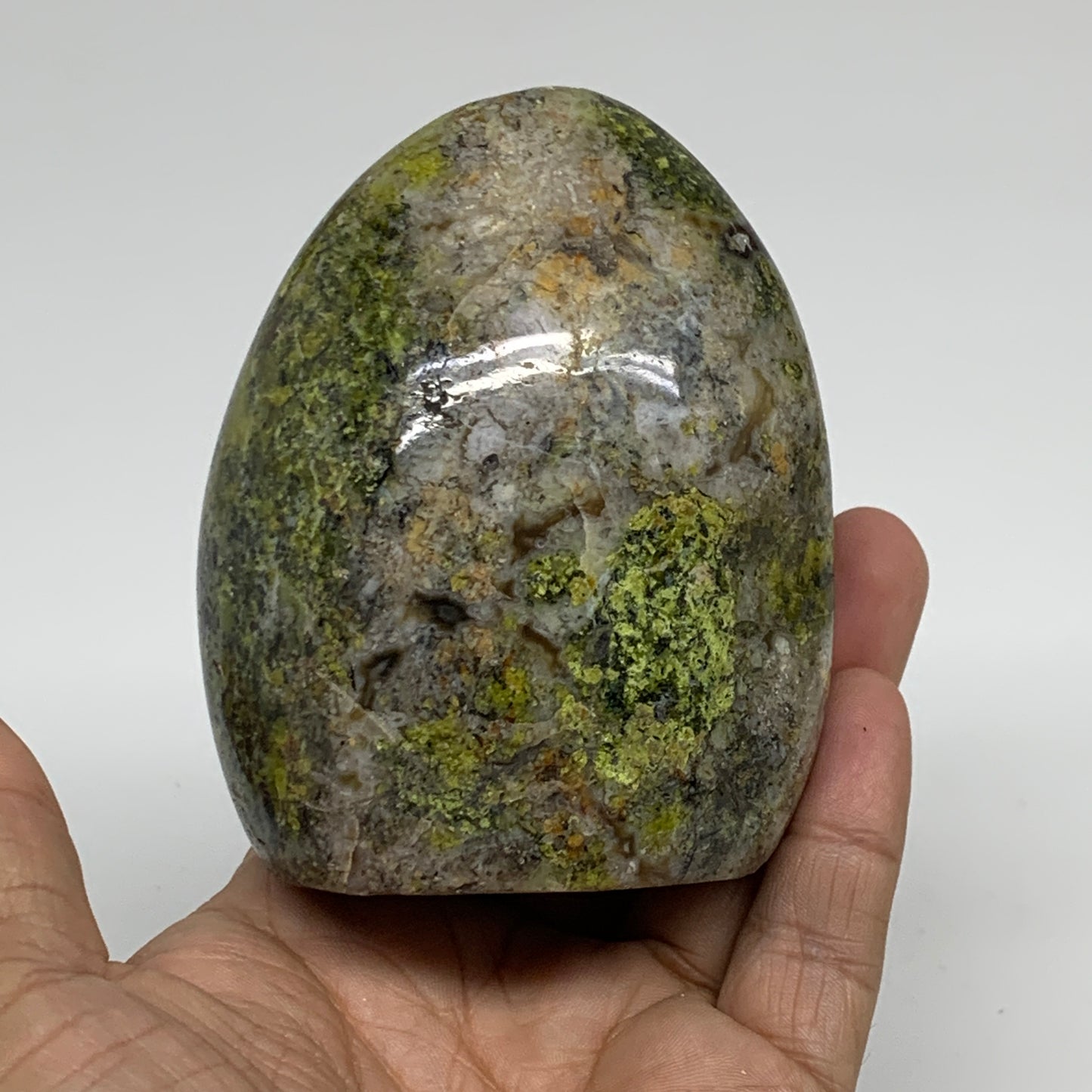 0.83 lbs, 3.4"x2.7"x1.9", Green Opal Crystal Freeform Polished Gemstone, B34185