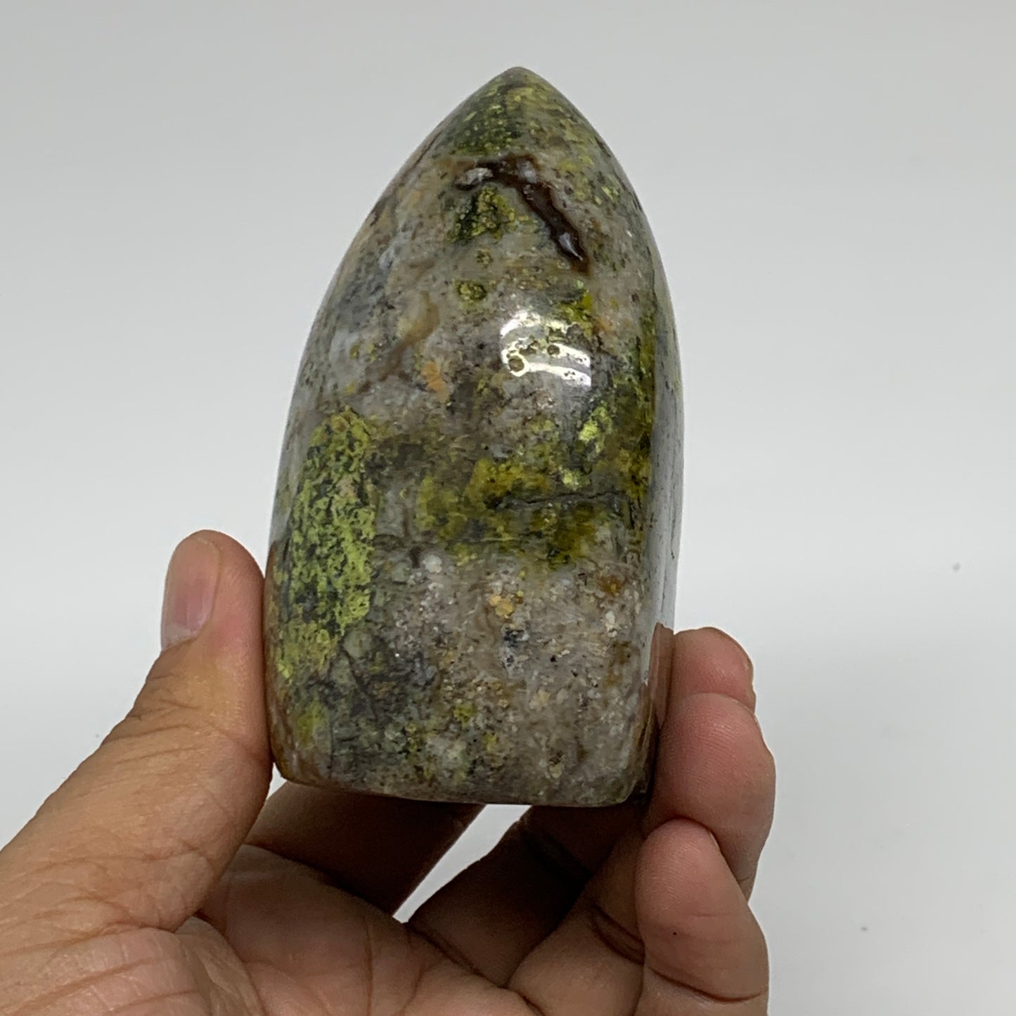 0.83 lbs, 3.4"x2.7"x1.9", Green Opal Crystal Freeform Polished Gemstone, B34185