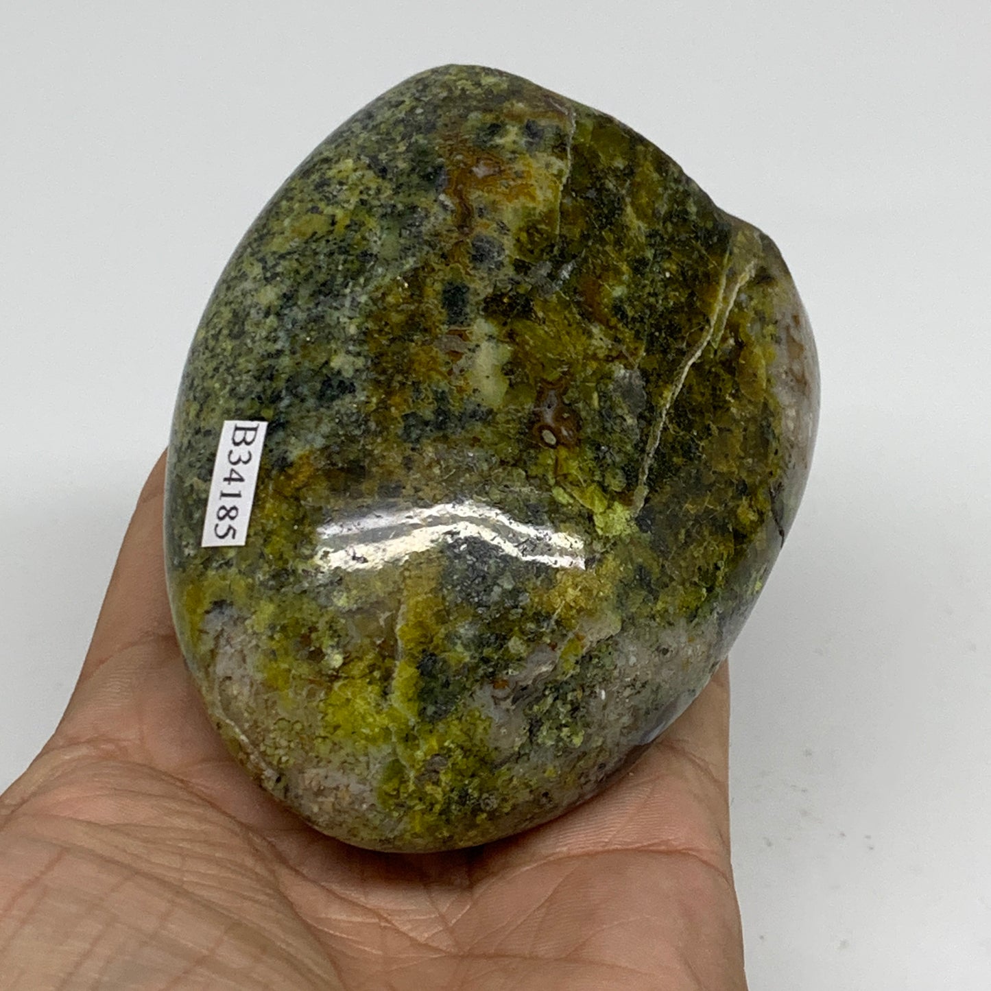 0.83 lbs, 3.4"x2.7"x1.9", Green Opal Crystal Freeform Polished Gemstone, B34185