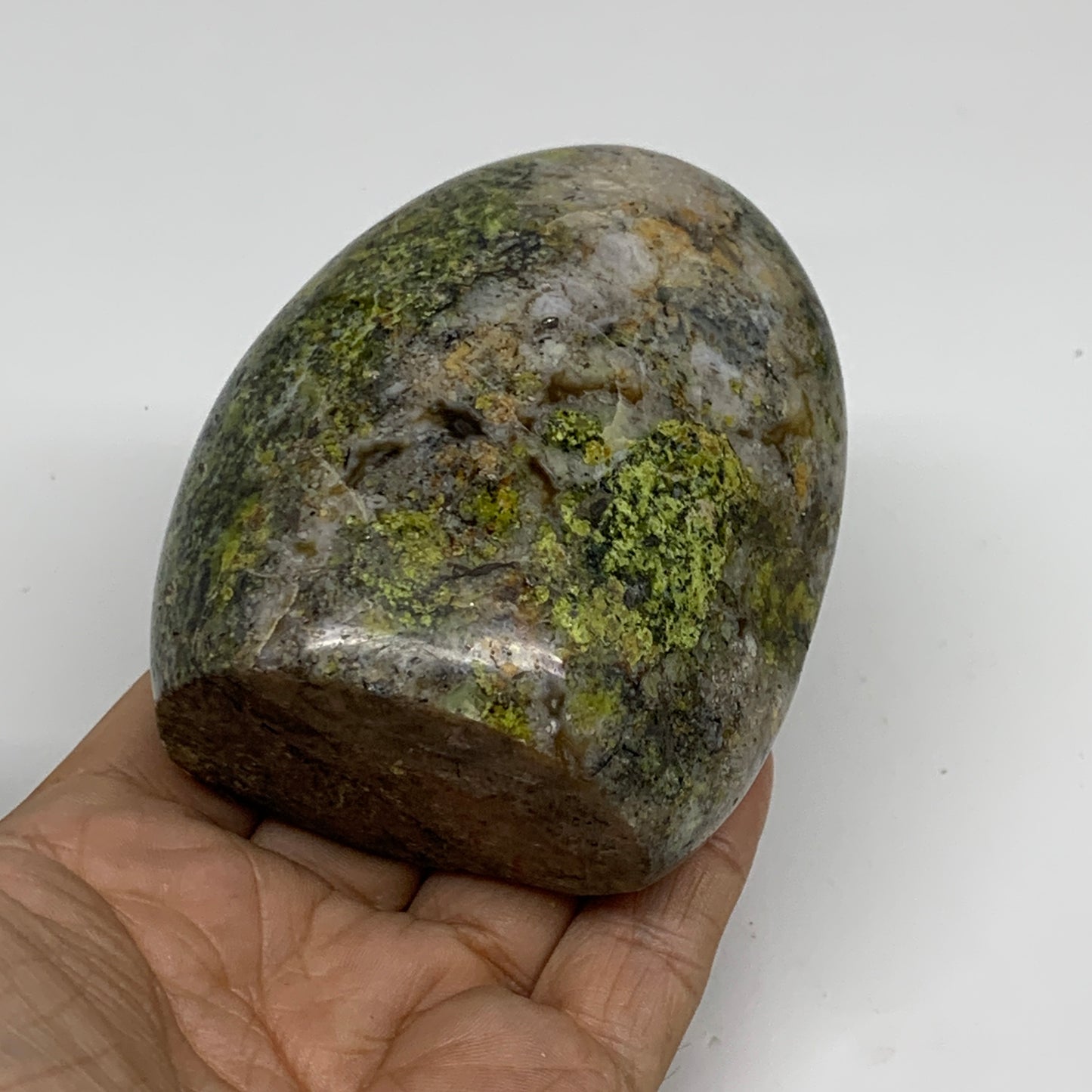 0.83 lbs, 3.4"x2.7"x1.9", Green Opal Crystal Freeform Polished Gemstone, B34185