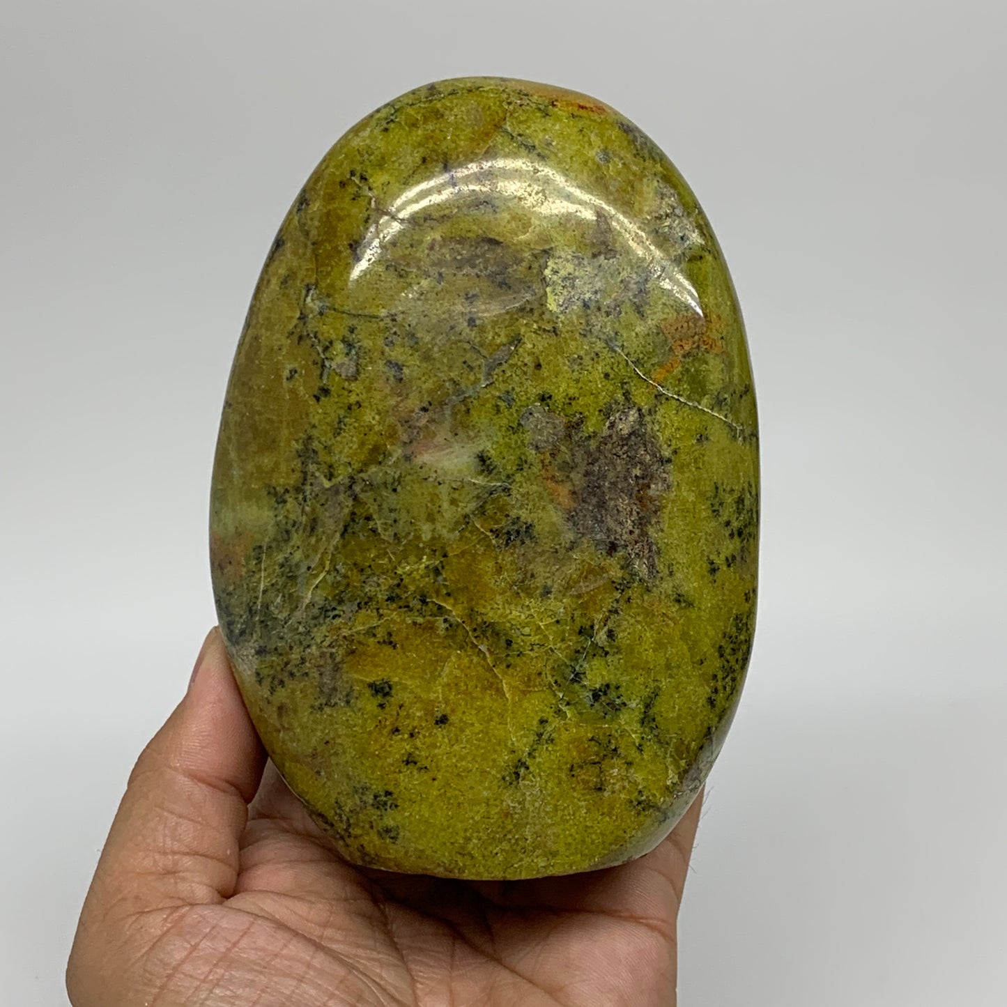 1.53 lbs, 4.9"x3.5"x2", Green Opal Crystal Freeform Polished Gemstone, B34187