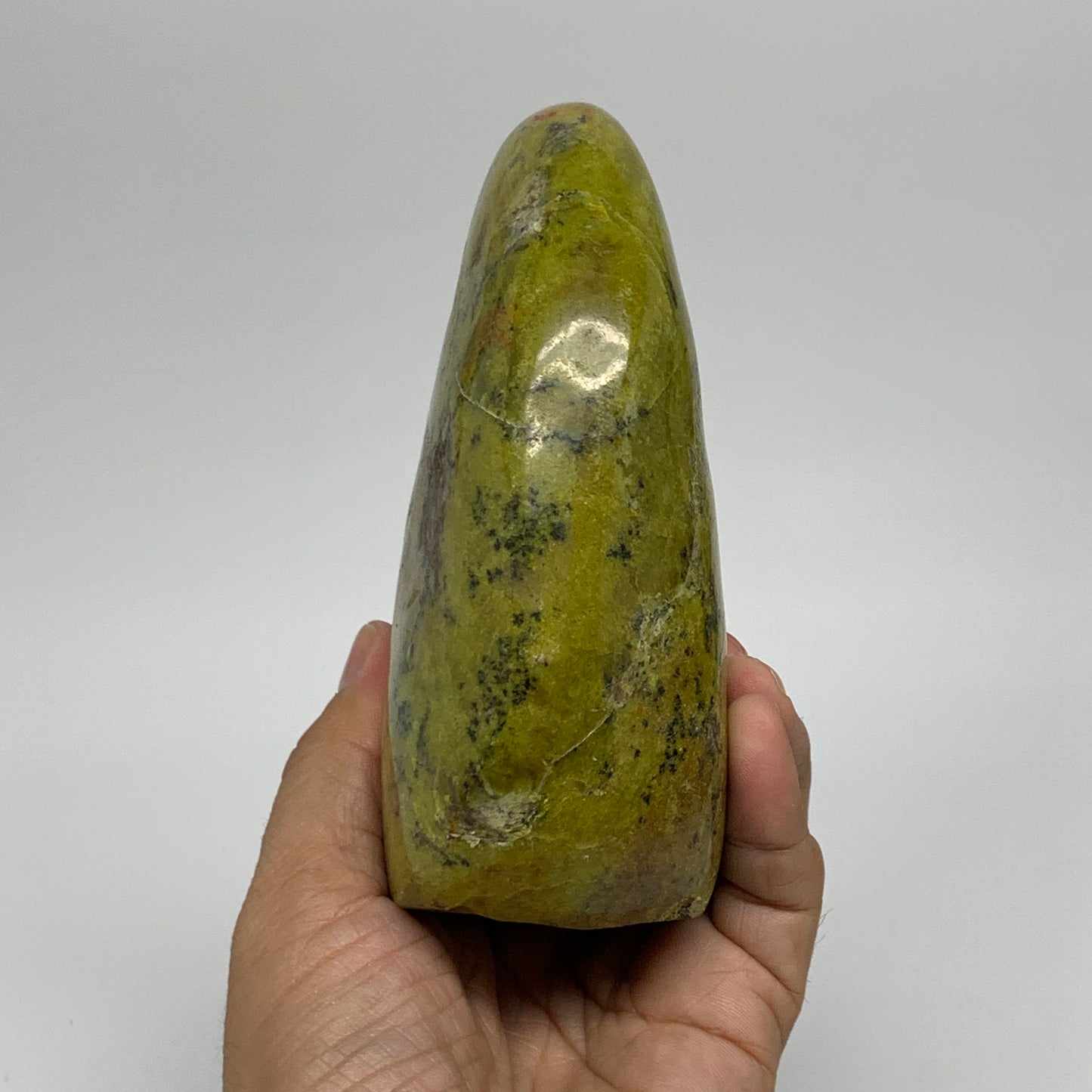 1.53 lbs, 4.9"x3.5"x2", Green Opal Crystal Freeform Polished Gemstone, B34187