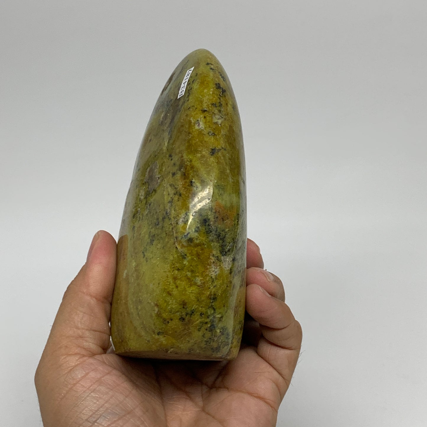 1.53 lbs, 4.9"x3.5"x2", Green Opal Crystal Freeform Polished Gemstone, B34187