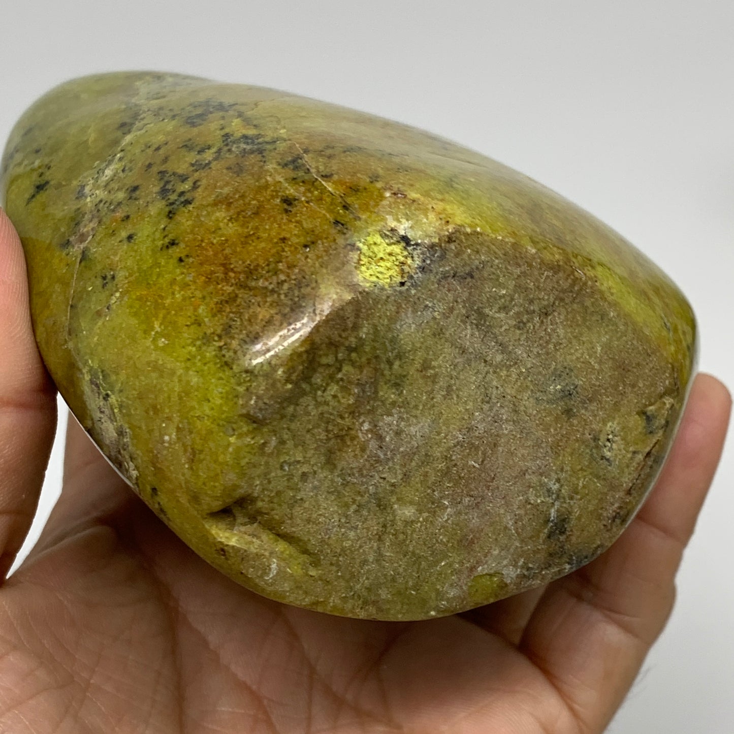 1.53 lbs, 4.9"x3.5"x2", Green Opal Crystal Freeform Polished Gemstone, B34187