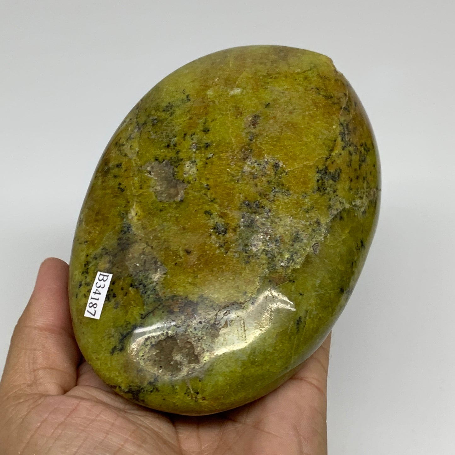 1.53 lbs, 4.9"x3.5"x2", Green Opal Crystal Freeform Polished Gemstone, B34187