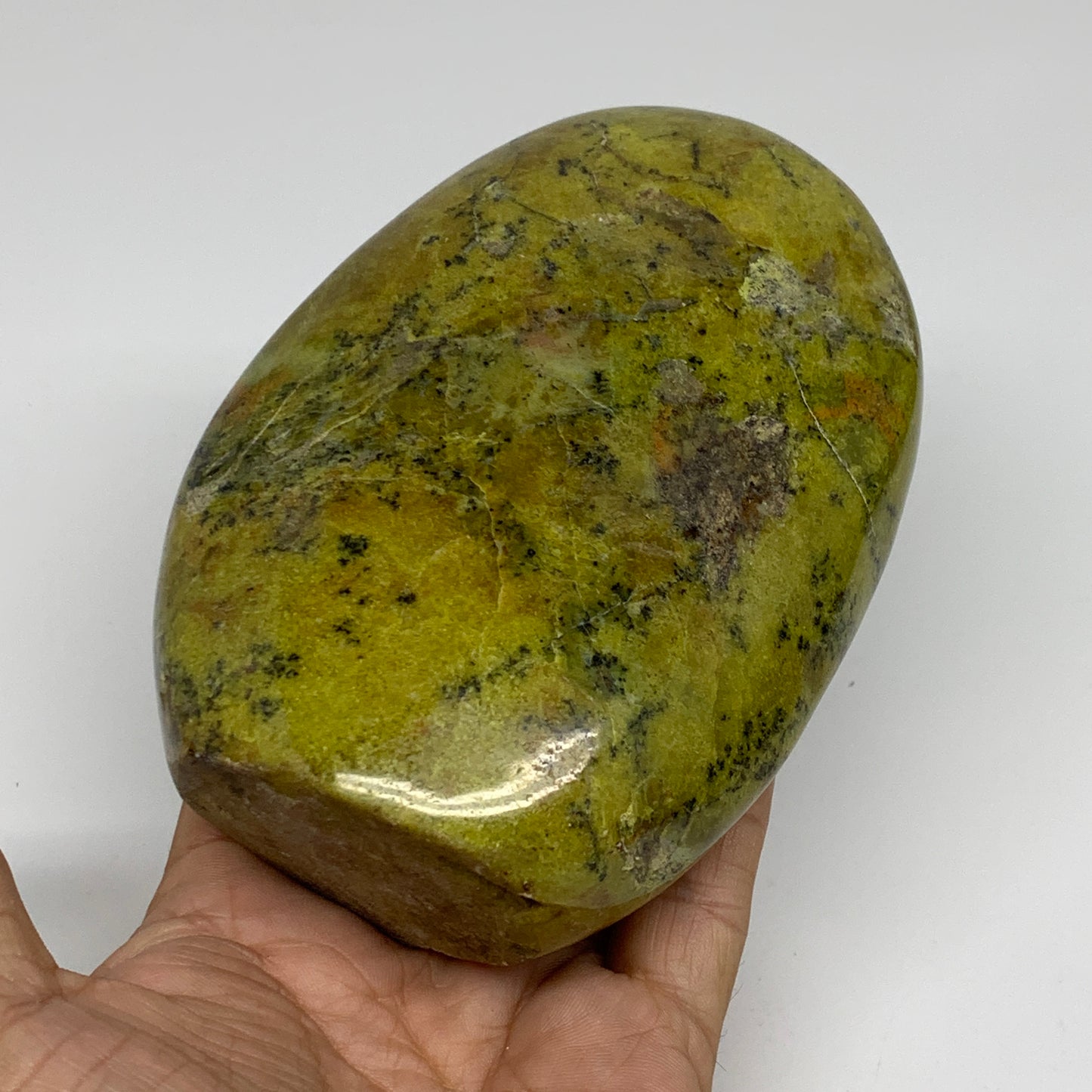 1.53 lbs, 4.9"x3.5"x2", Green Opal Crystal Freeform Polished Gemstone, B34187