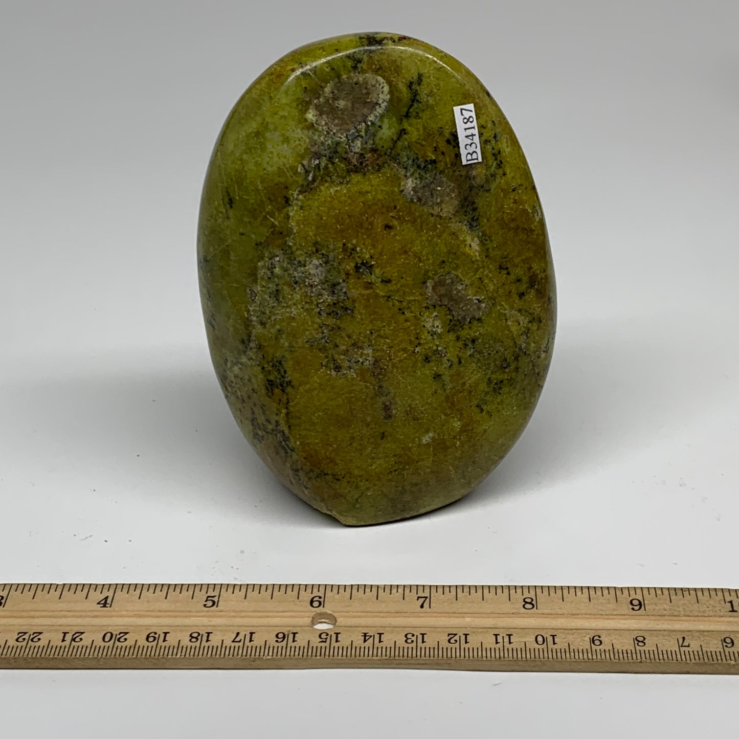 1.53 lbs, 4.9"x3.5"x2", Green Opal Crystal Freeform Polished Gemstone, B34187