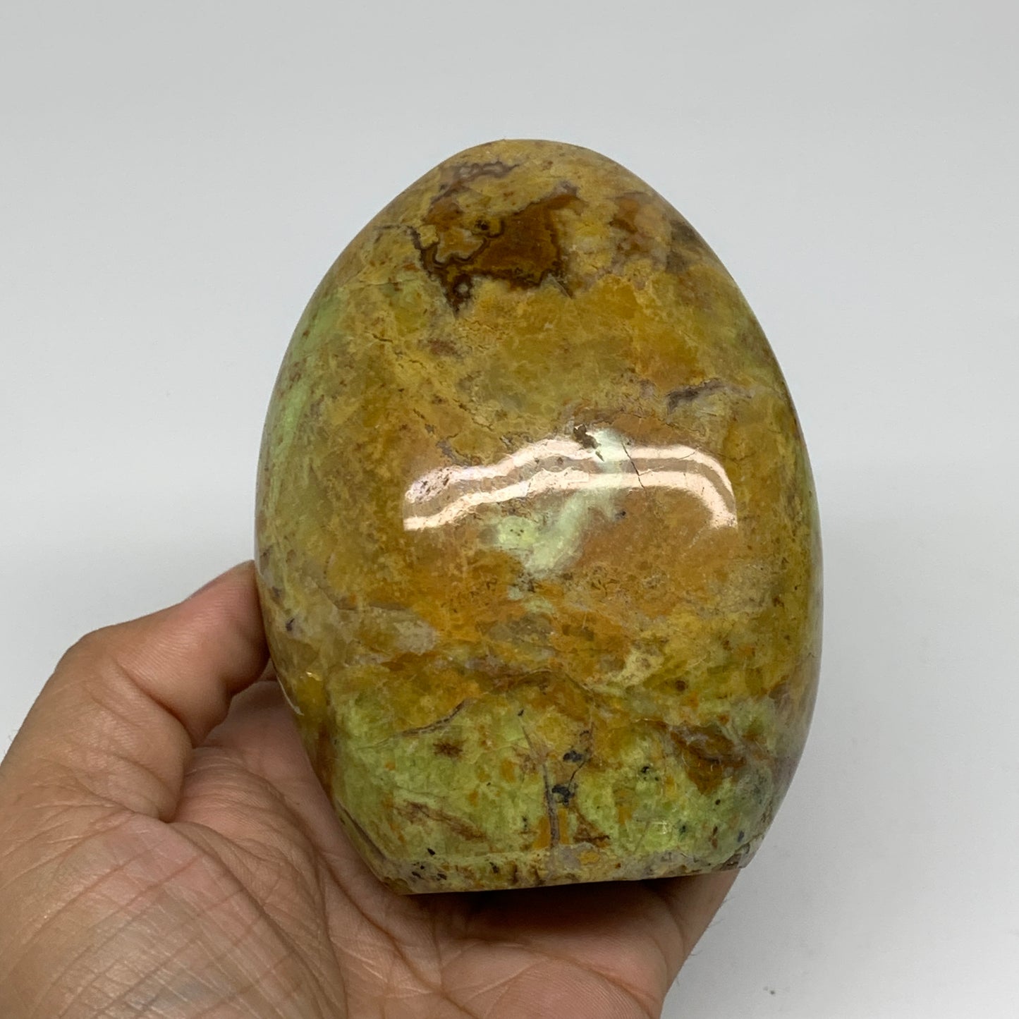 1.12 lbs, 4"x3"x2.2", Green Opal Crystal Freeform Polished Gemstone, B34189