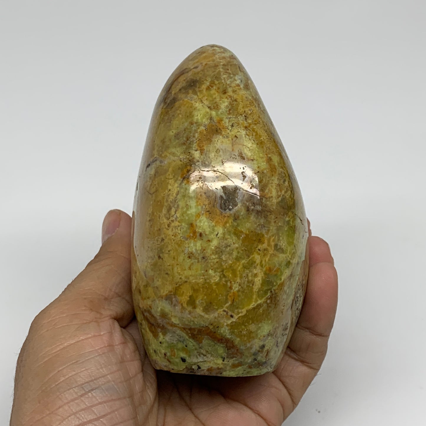1.12 lbs, 4"x3"x2.2", Green Opal Crystal Freeform Polished Gemstone, B34189