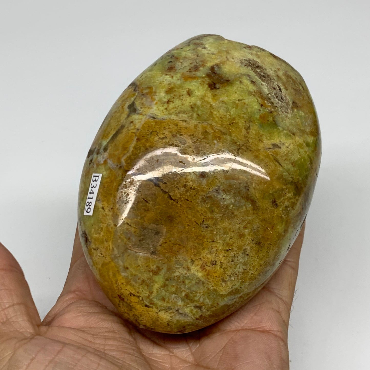 1.12 lbs, 4"x3"x2.2", Green Opal Crystal Freeform Polished Gemstone, B34189
