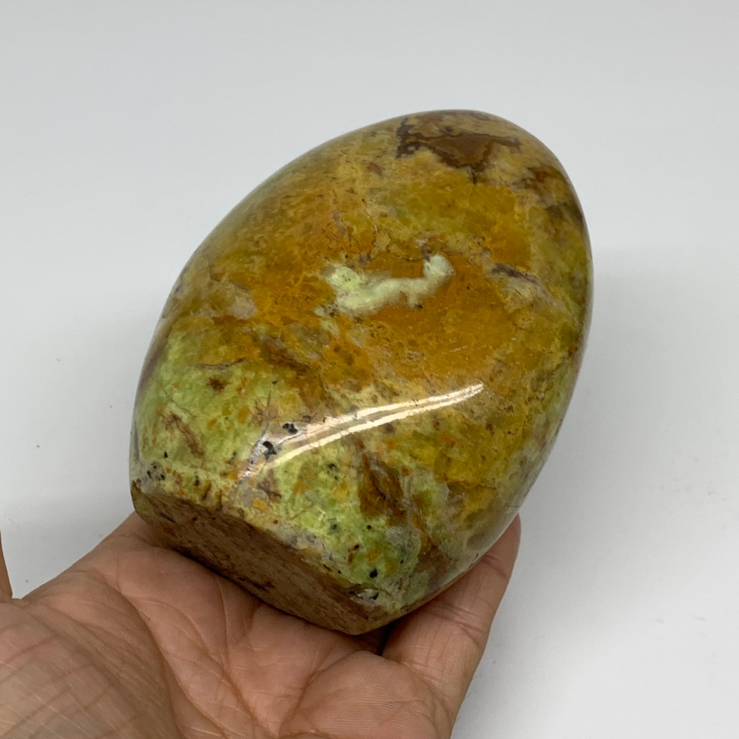 1.12 lbs, 4"x3"x2.2", Green Opal Crystal Freeform Polished Gemstone, B34189