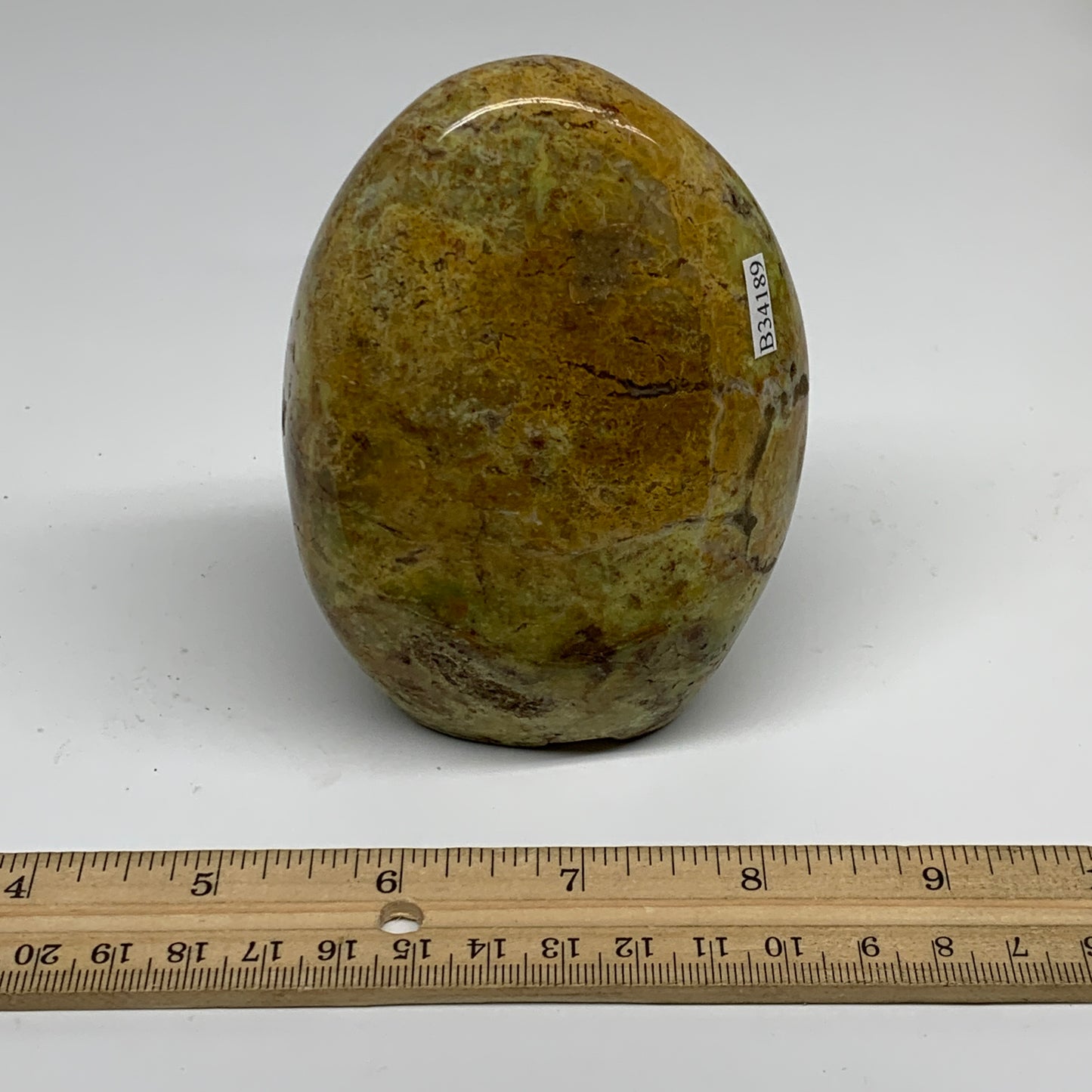 1.12 lbs, 4"x3"x2.2", Green Opal Crystal Freeform Polished Gemstone, B34189