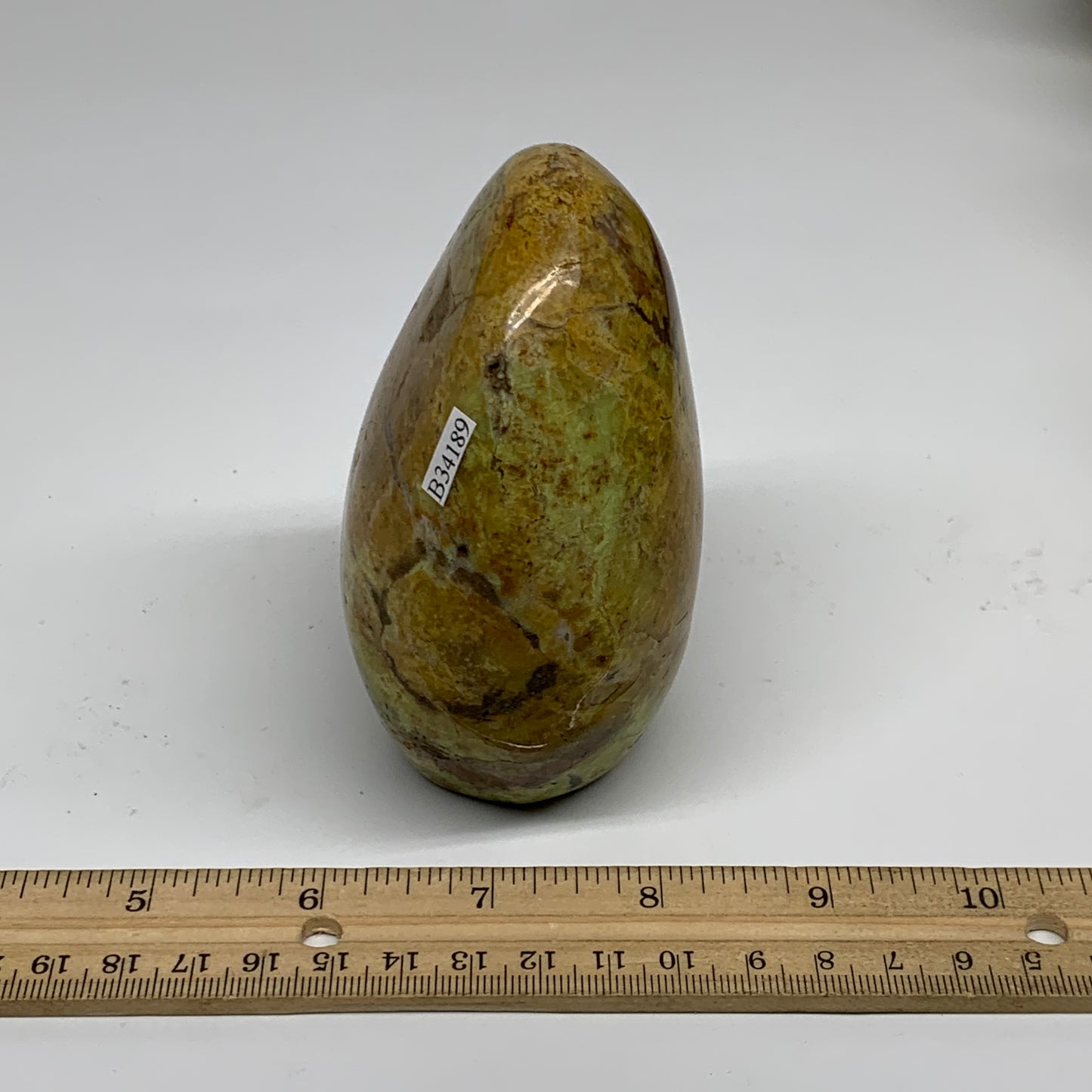 1.12 lbs, 4"x3"x2.2", Green Opal Crystal Freeform Polished Gemstone, B34189