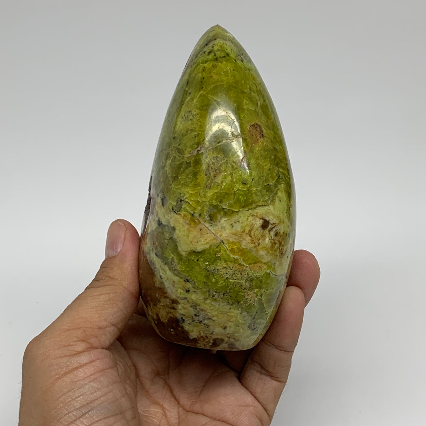 1.32 lbs, 4.4"x3.1"x2.1", Green Opal Crystal Freeform Polished Gemstone, B34190