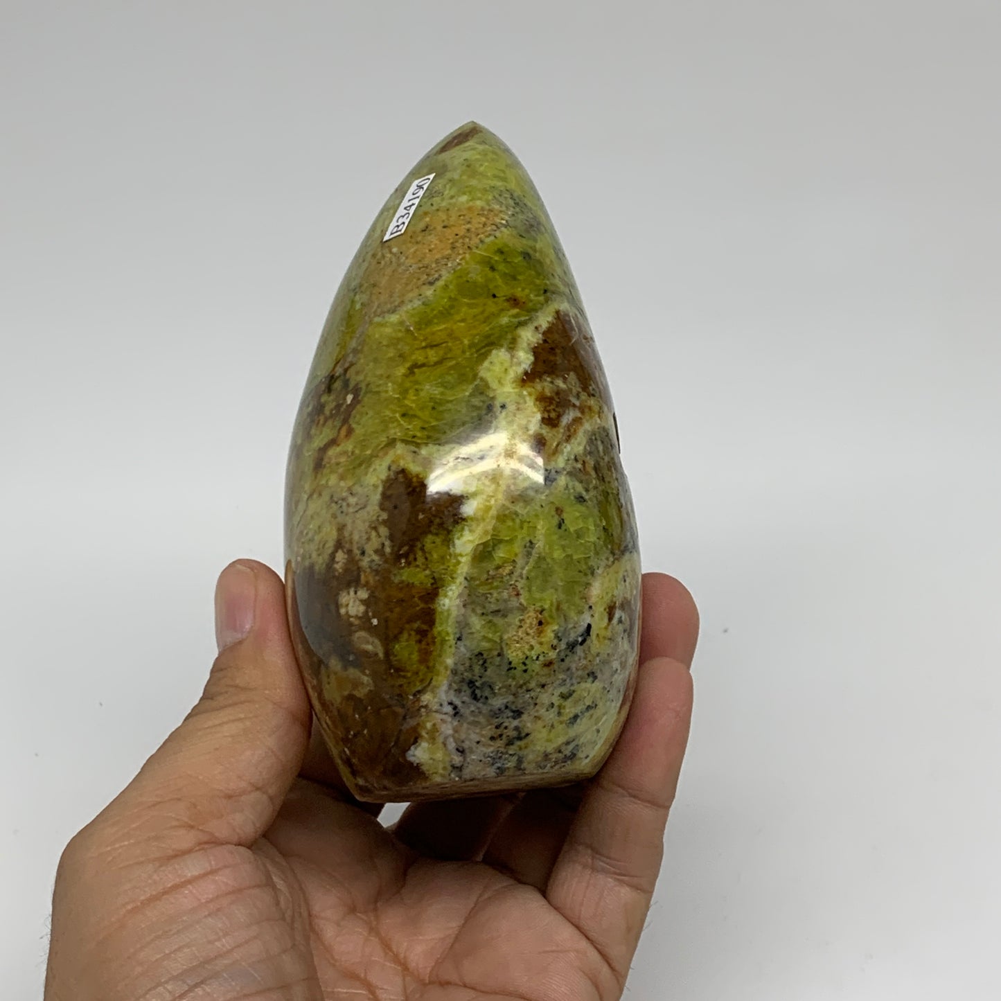 1.32 lbs, 4.4"x3.1"x2.1", Green Opal Crystal Freeform Polished Gemstone, B34190