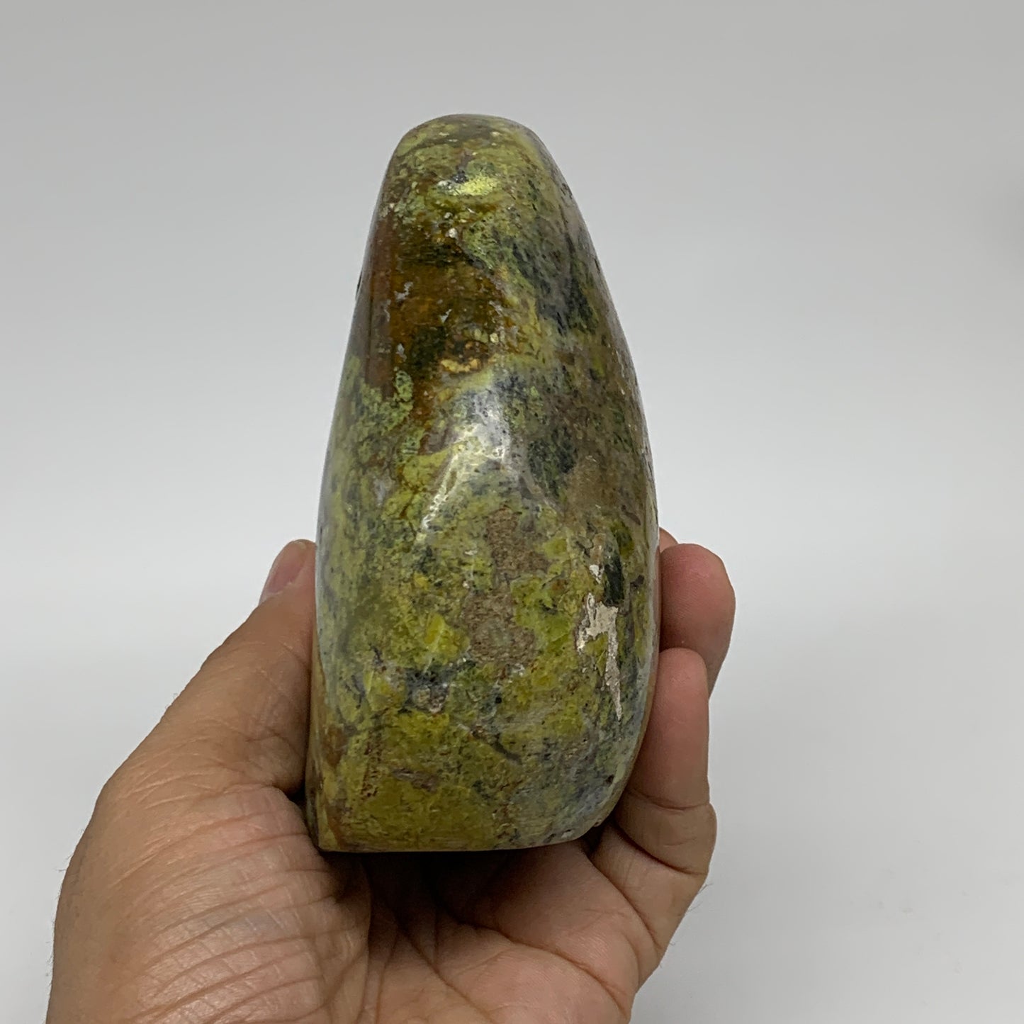 1.3 lbs, 4.3"x3.4"x2", Green Opal Crystal Freeform Polished Gemstone, B34192