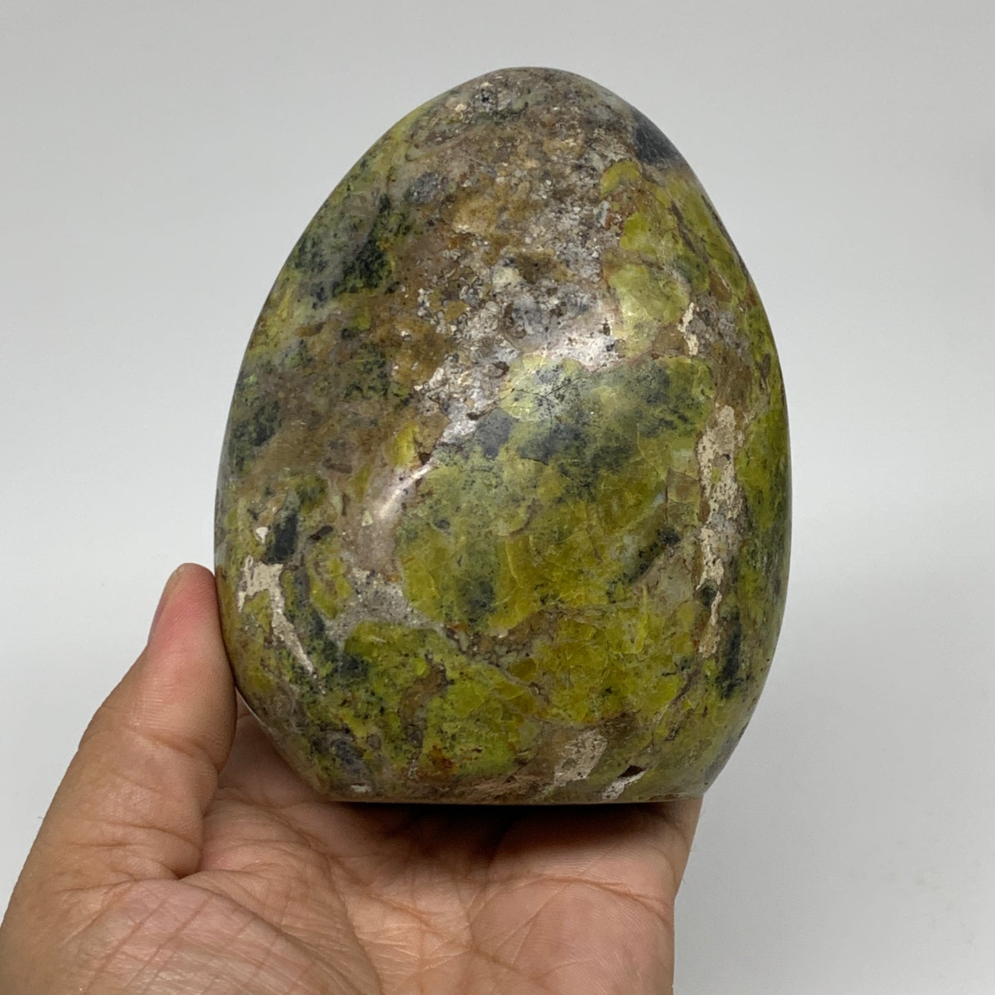 1.3 lbs, 4.3"x3.4"x2", Green Opal Crystal Freeform Polished Gemstone, B34192