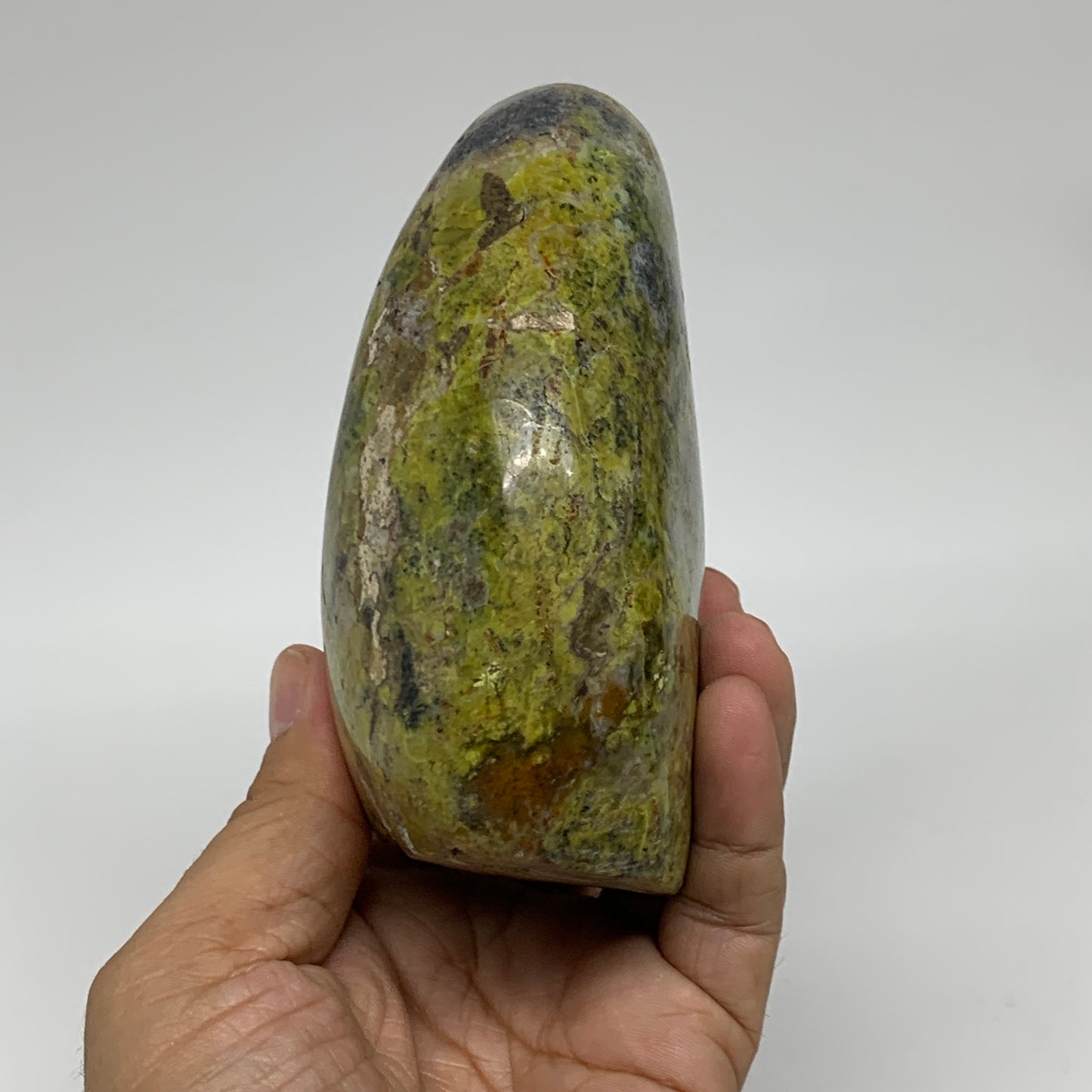 1.3 lbs, 4.3"x3.4"x2", Green Opal Crystal Freeform Polished Gemstone, B34192
