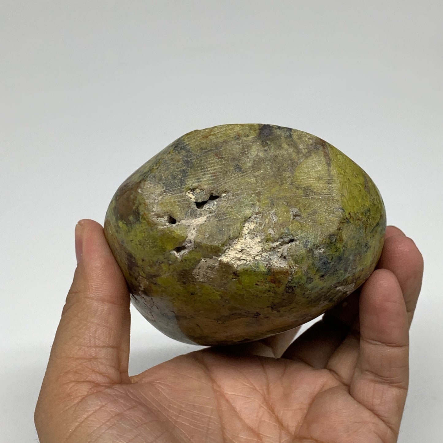 1.3 lbs, 4.3"x3.4"x2", Green Opal Crystal Freeform Polished Gemstone, B34192