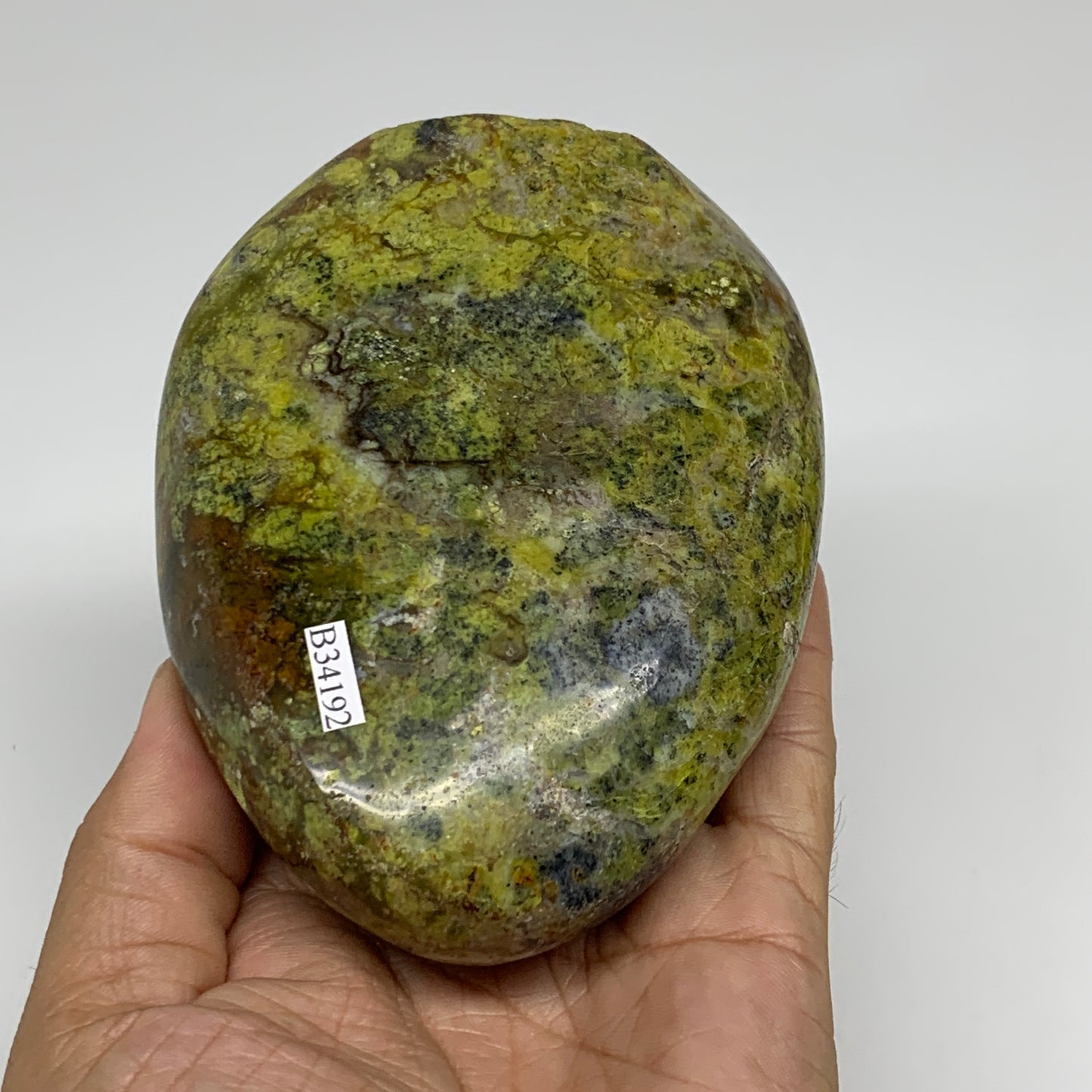 1.3 lbs, 4.3"x3.4"x2", Green Opal Crystal Freeform Polished Gemstone, B34192