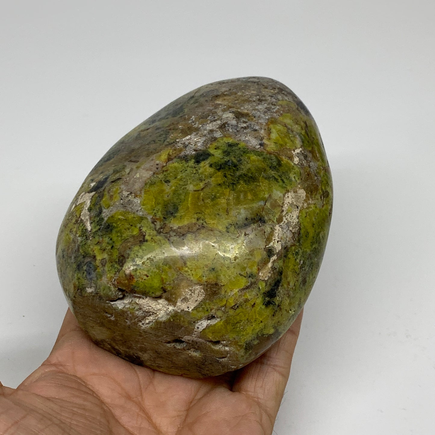 1.3 lbs, 4.3"x3.4"x2", Green Opal Crystal Freeform Polished Gemstone, B34192