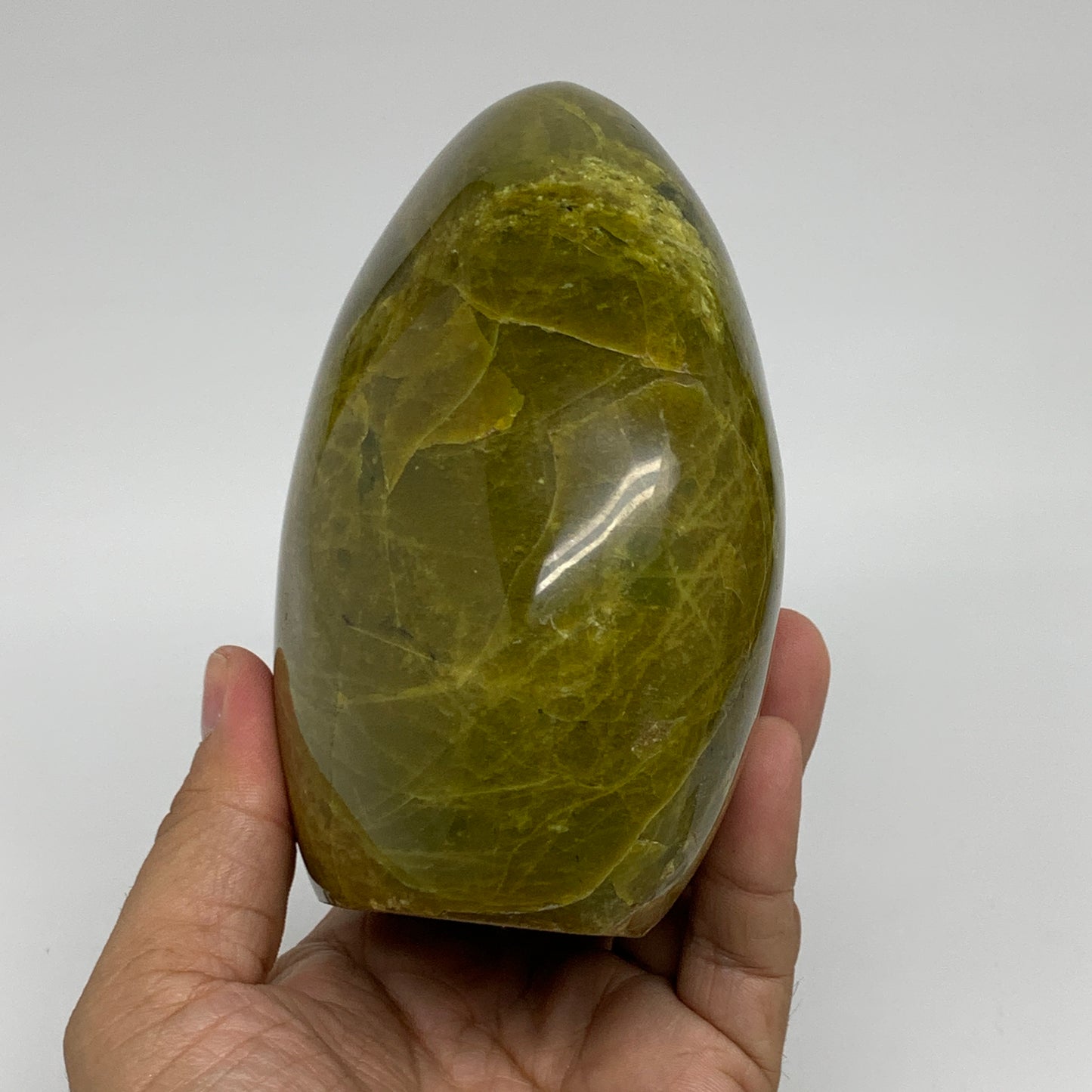 2.07 lbs, 4.7"x4"x2.6", Green Opal Crystal Freeform Polished Gemstone, B34193
