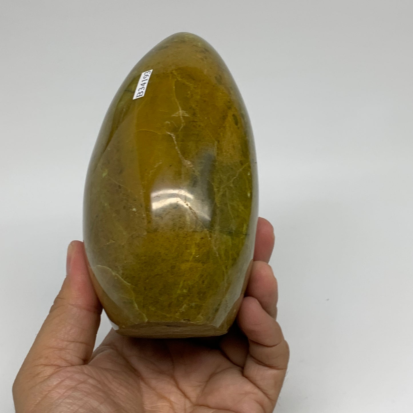 2.07 lbs, 4.7"x4"x2.6", Green Opal Crystal Freeform Polished Gemstone, B34193