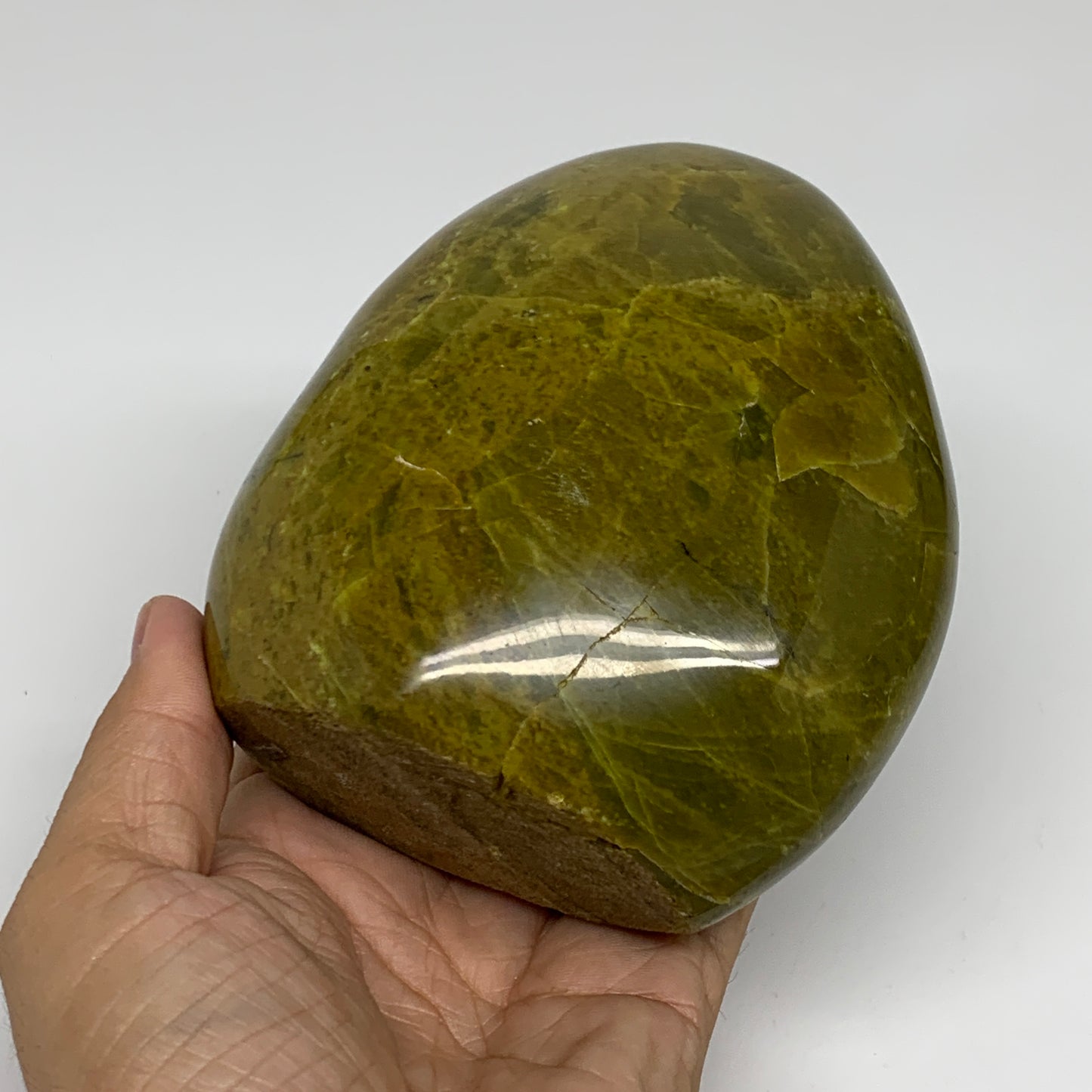 2.07 lbs, 4.7"x4"x2.6", Green Opal Crystal Freeform Polished Gemstone, B34193